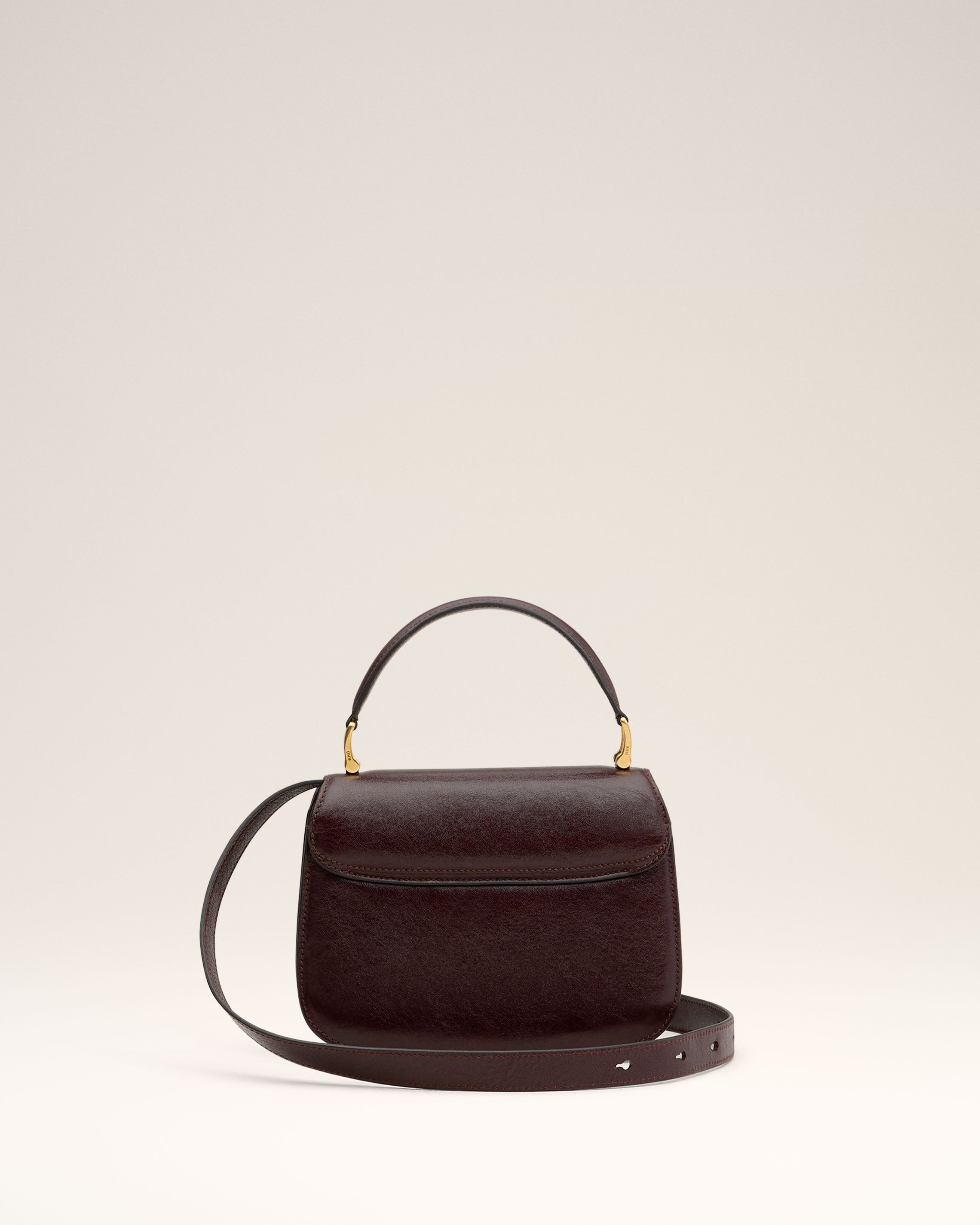 BURGUNDY LEATHER TOP HANDLE PARIS PARIS BAG - 3