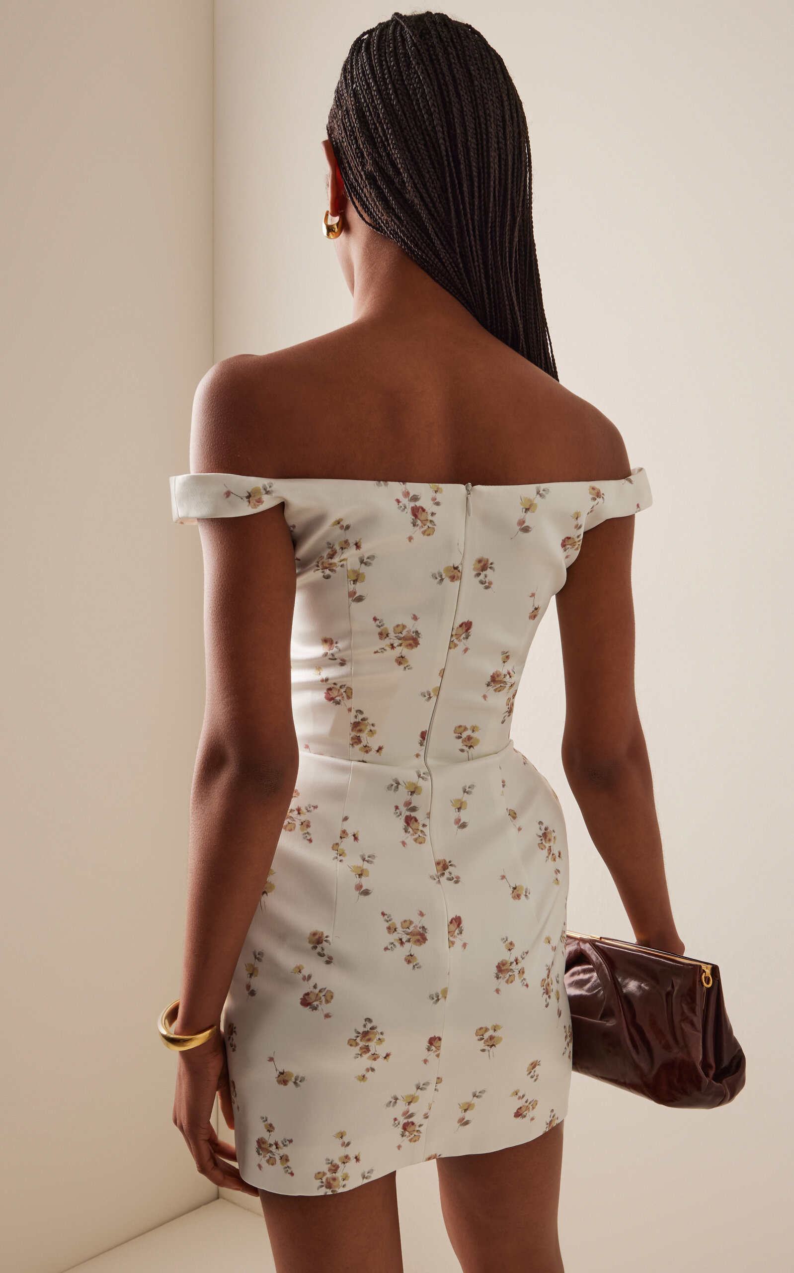 Floral Off-The-Shoulder Silk Mini Dress floral - 4