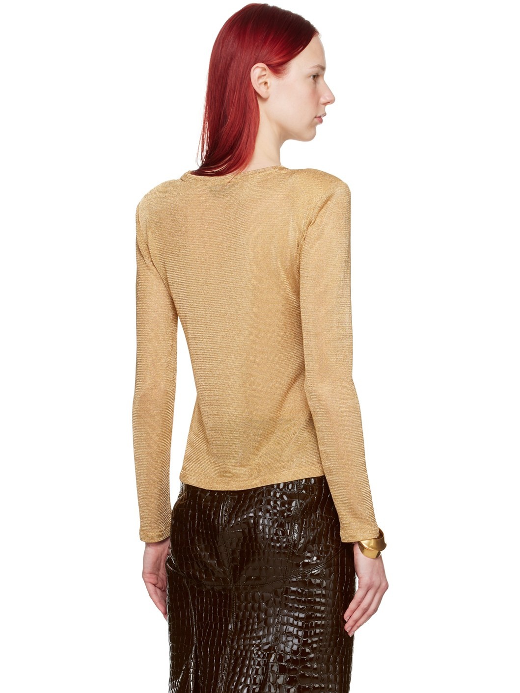 Gold Padded Shoulder Long Sleeve T-Shirt - 3