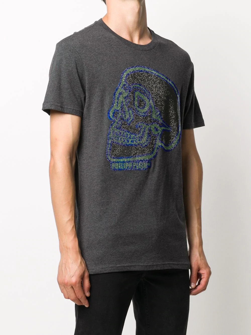 crystal outline skull T-shirt - 3