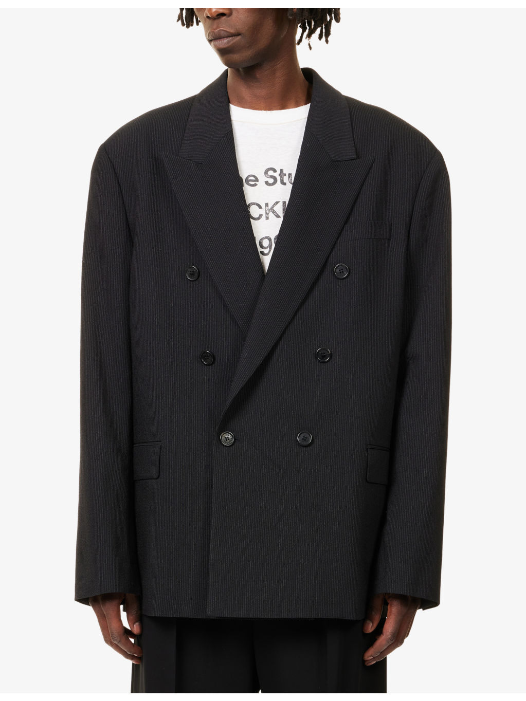 Oversized Pinstriped Cotton-Wool Blend Jacket - 3