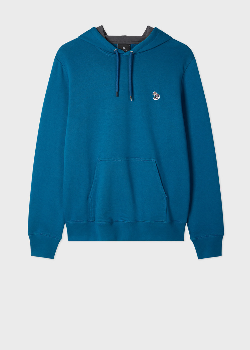 Regular-Fit Mid Blue 'Zebra' Organic Cotton Hoodie 1