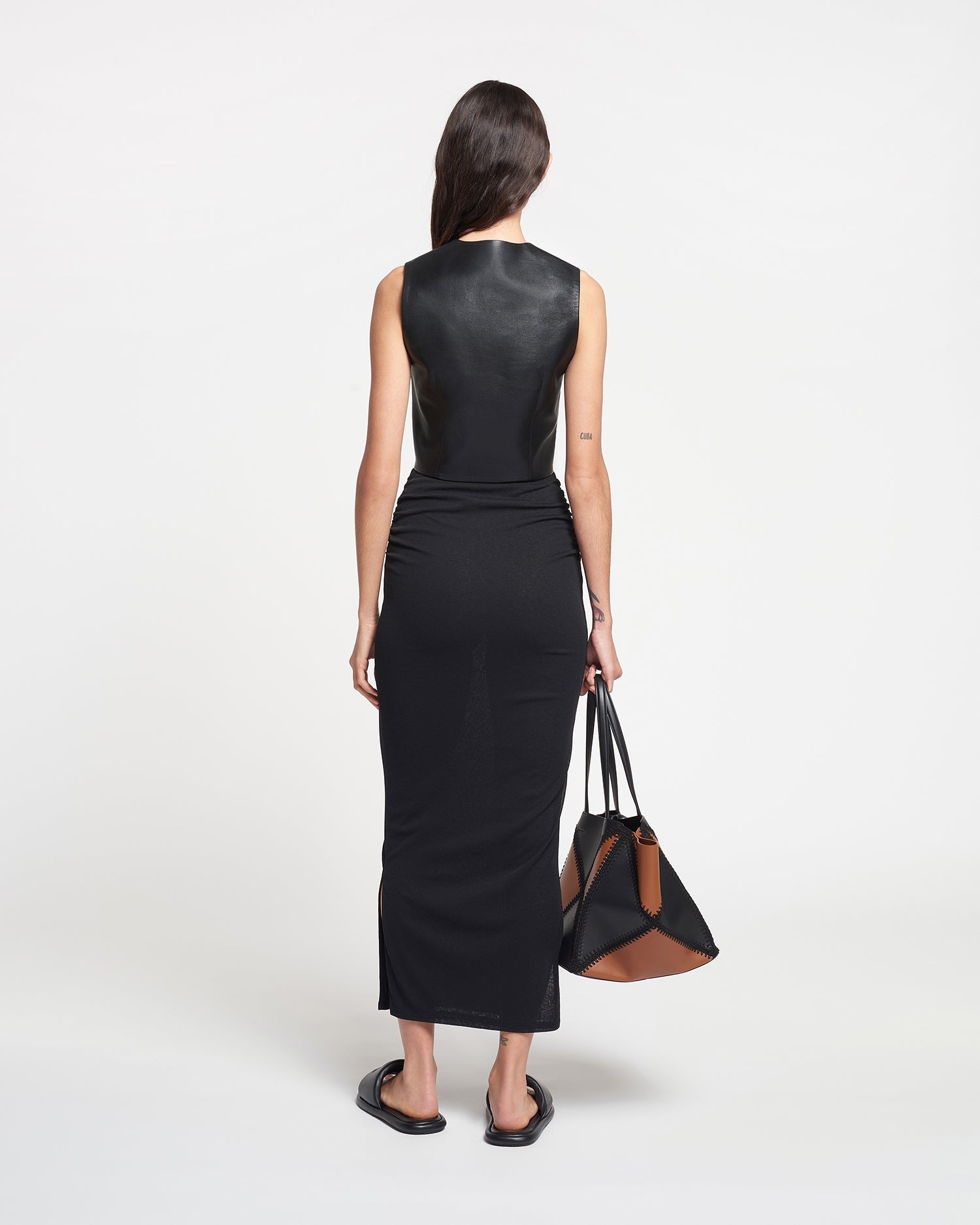 Cropped Regenerated Leather Vest - 4