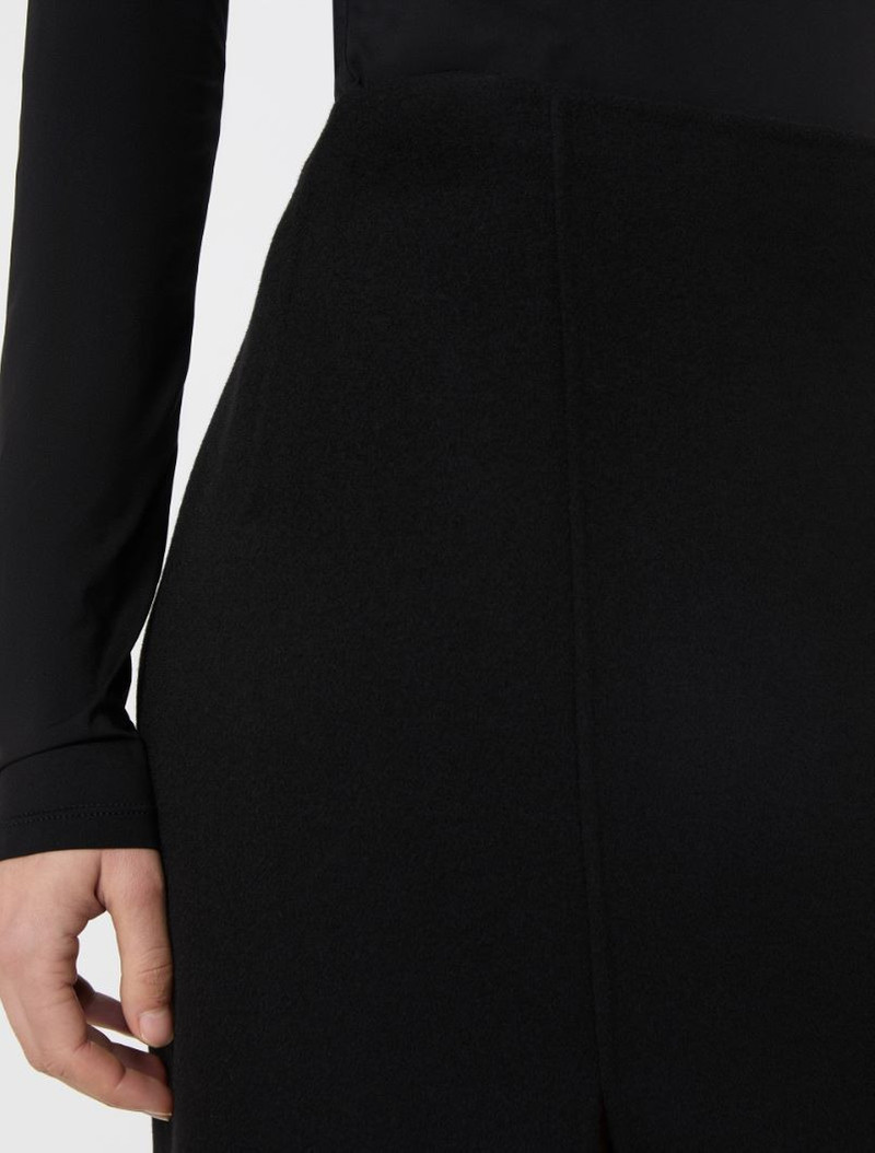 Long double-faced wool skirt - black 5