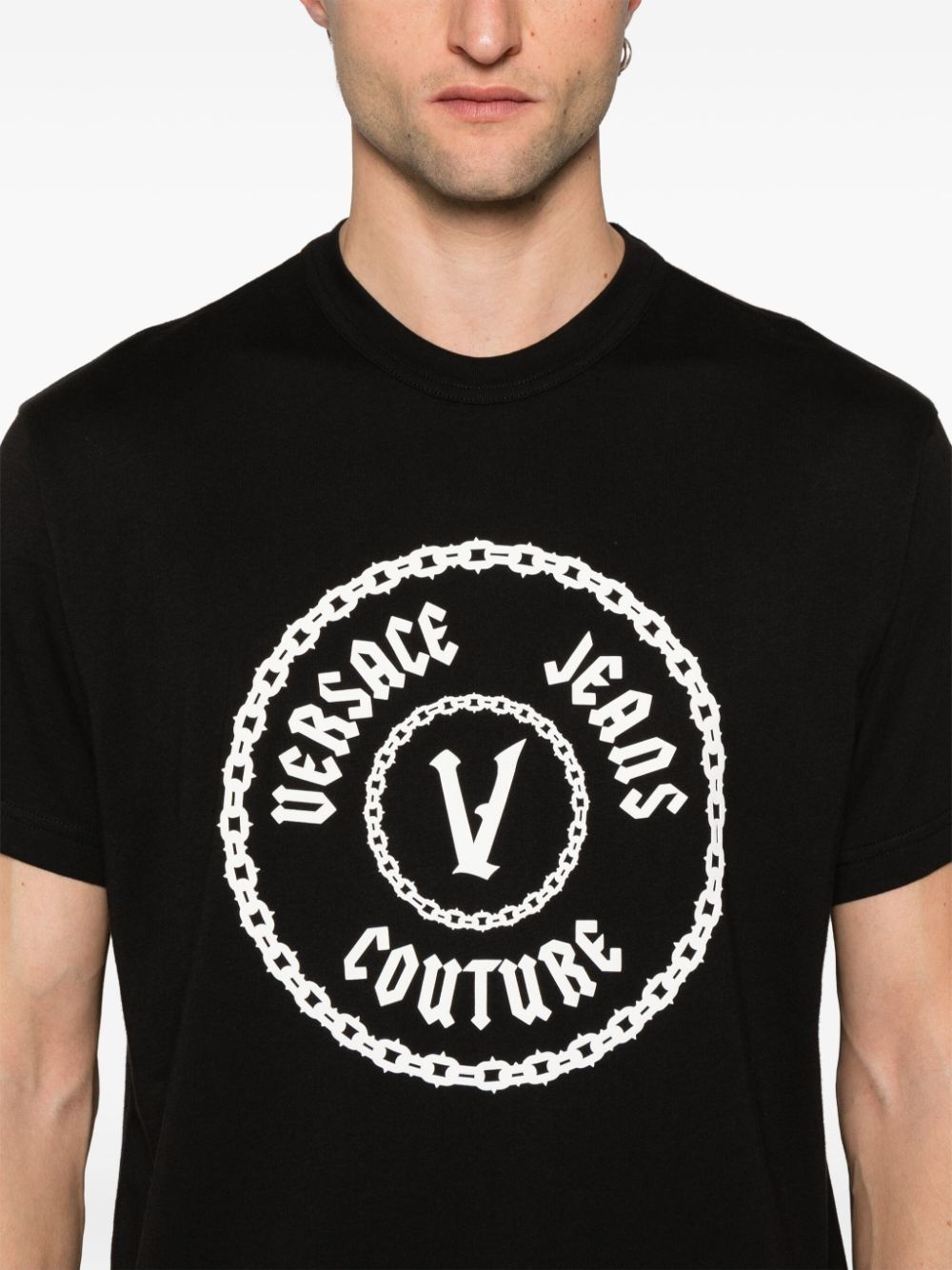 raised-logo cotton T-shirt - 5