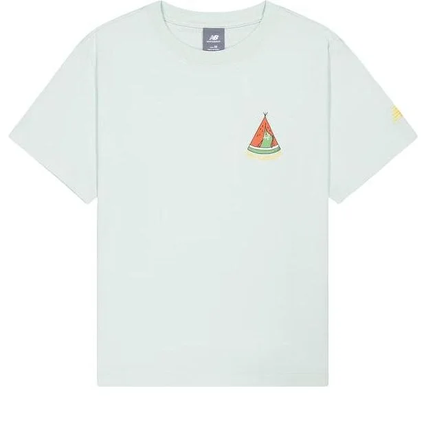 (WMNS) 새로운 균형 만화 짧은 소매 T-Shirt 'Light Blue' AWT41333-CYS - 1