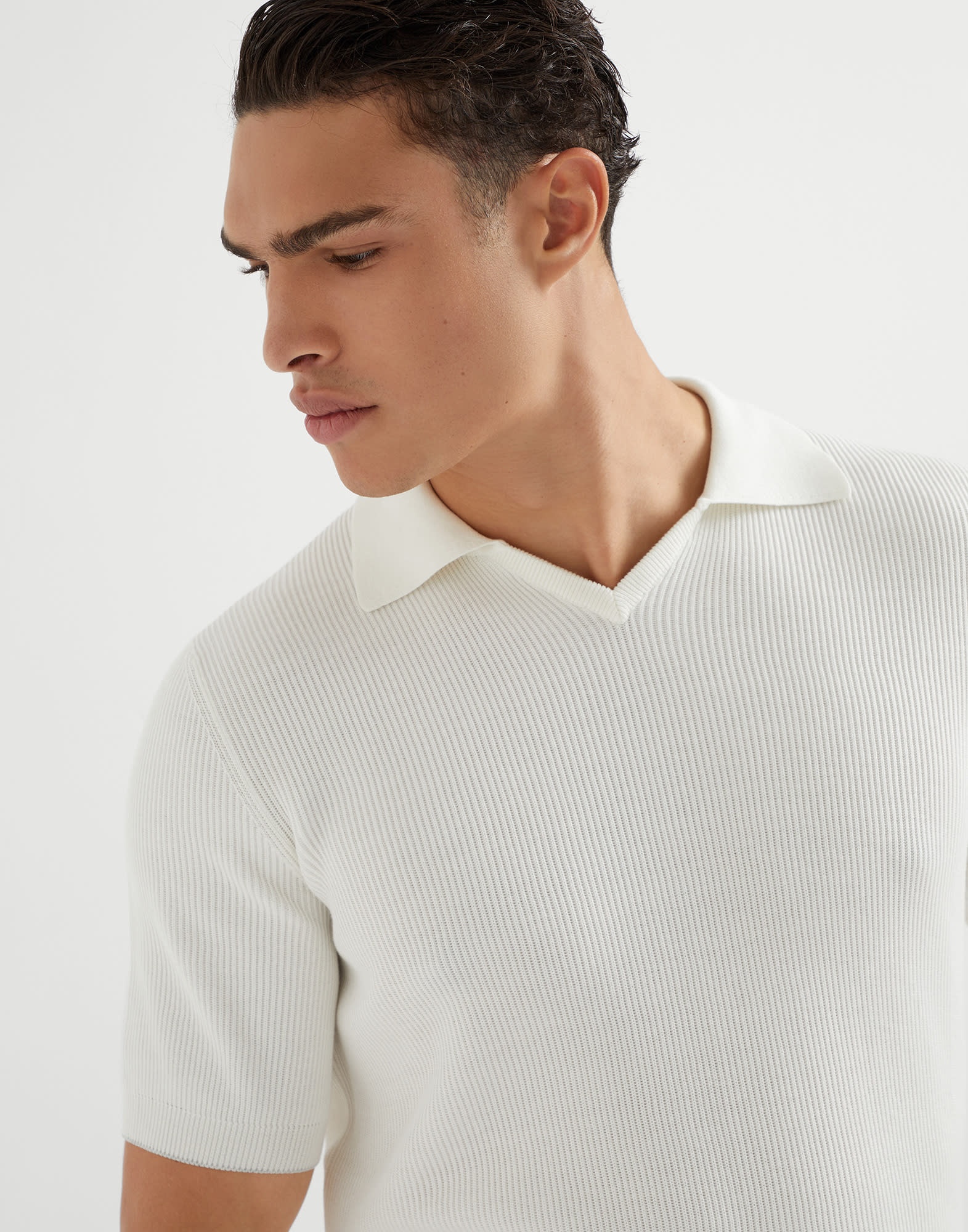 Cotton English rib knit polo - 3