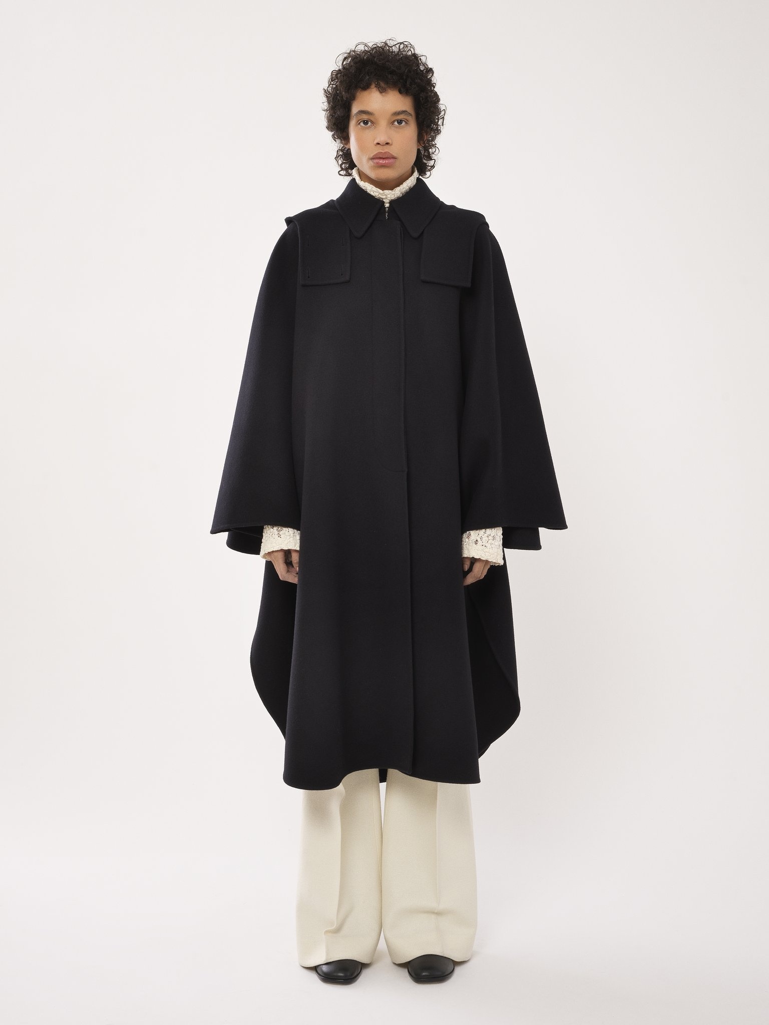 HOODED CAPE COAT - 3