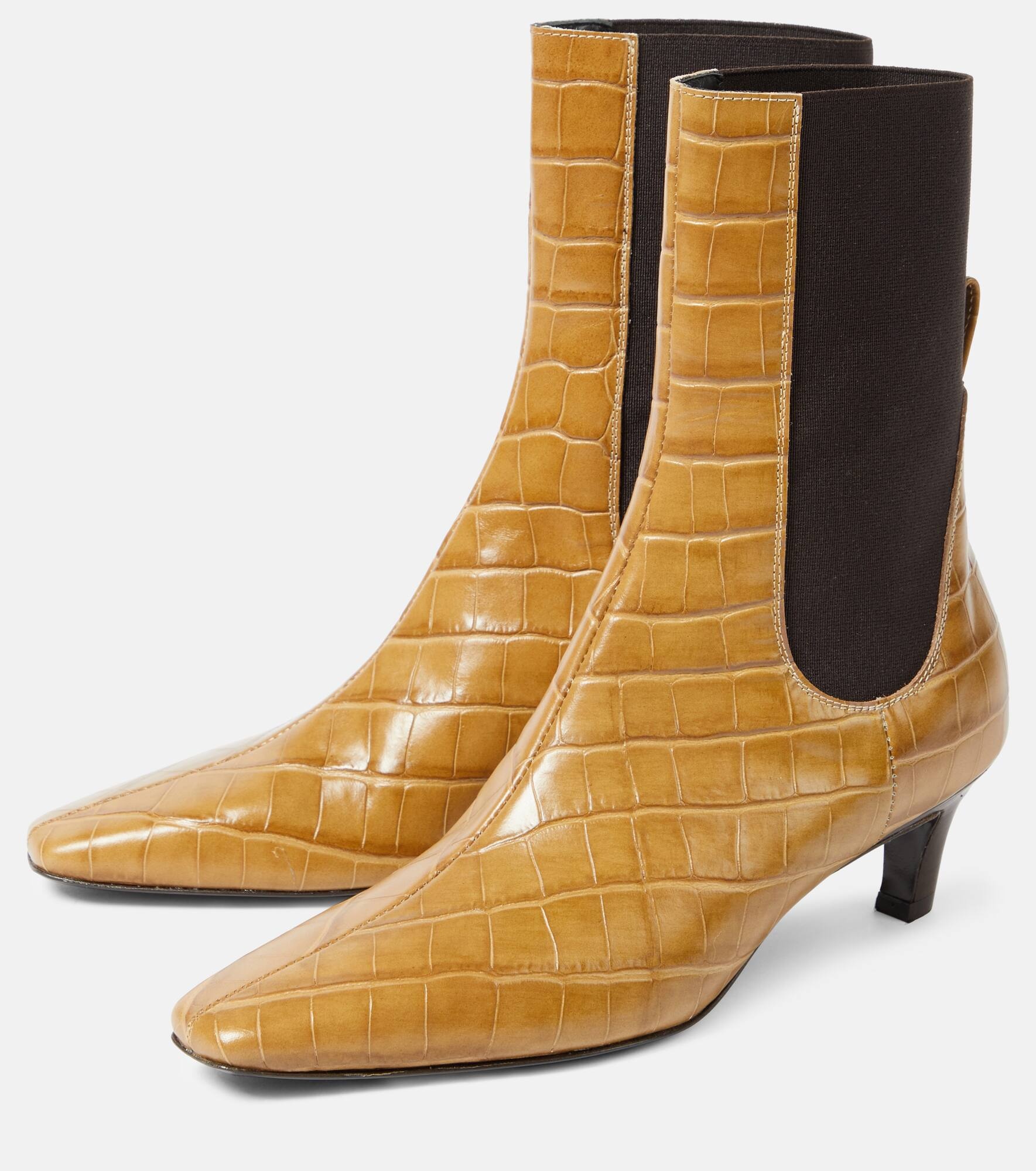 The Mid Heel croc-effect leather ankle boots - 5