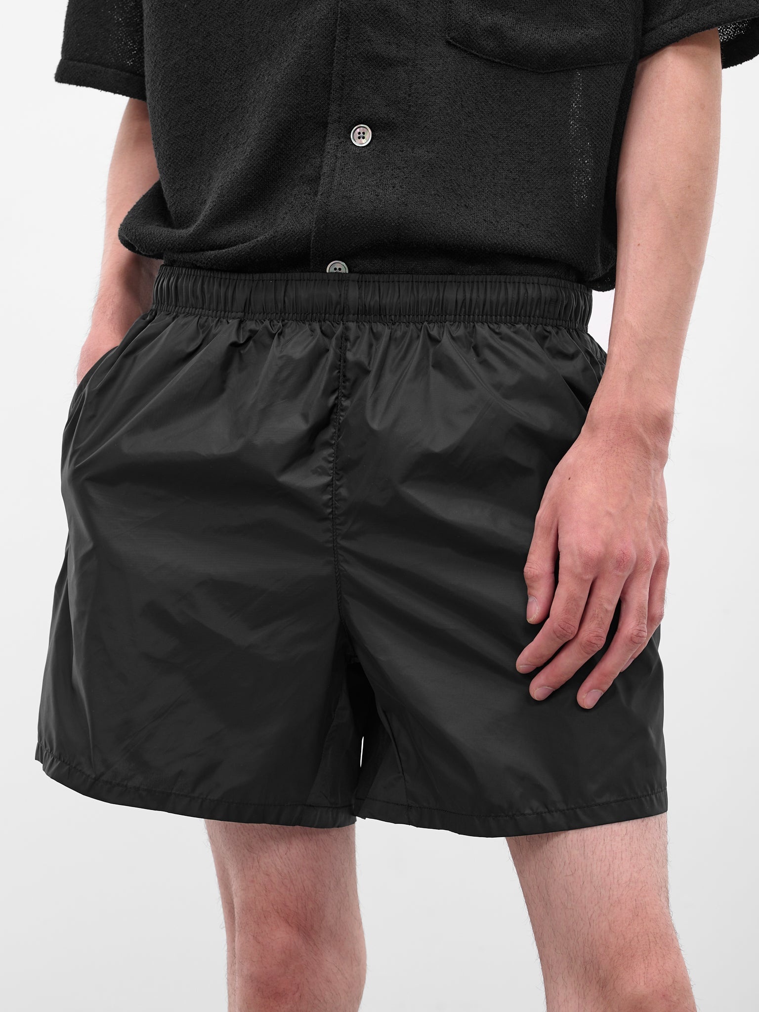 Black Drape Tech Nylon Trunks - 4