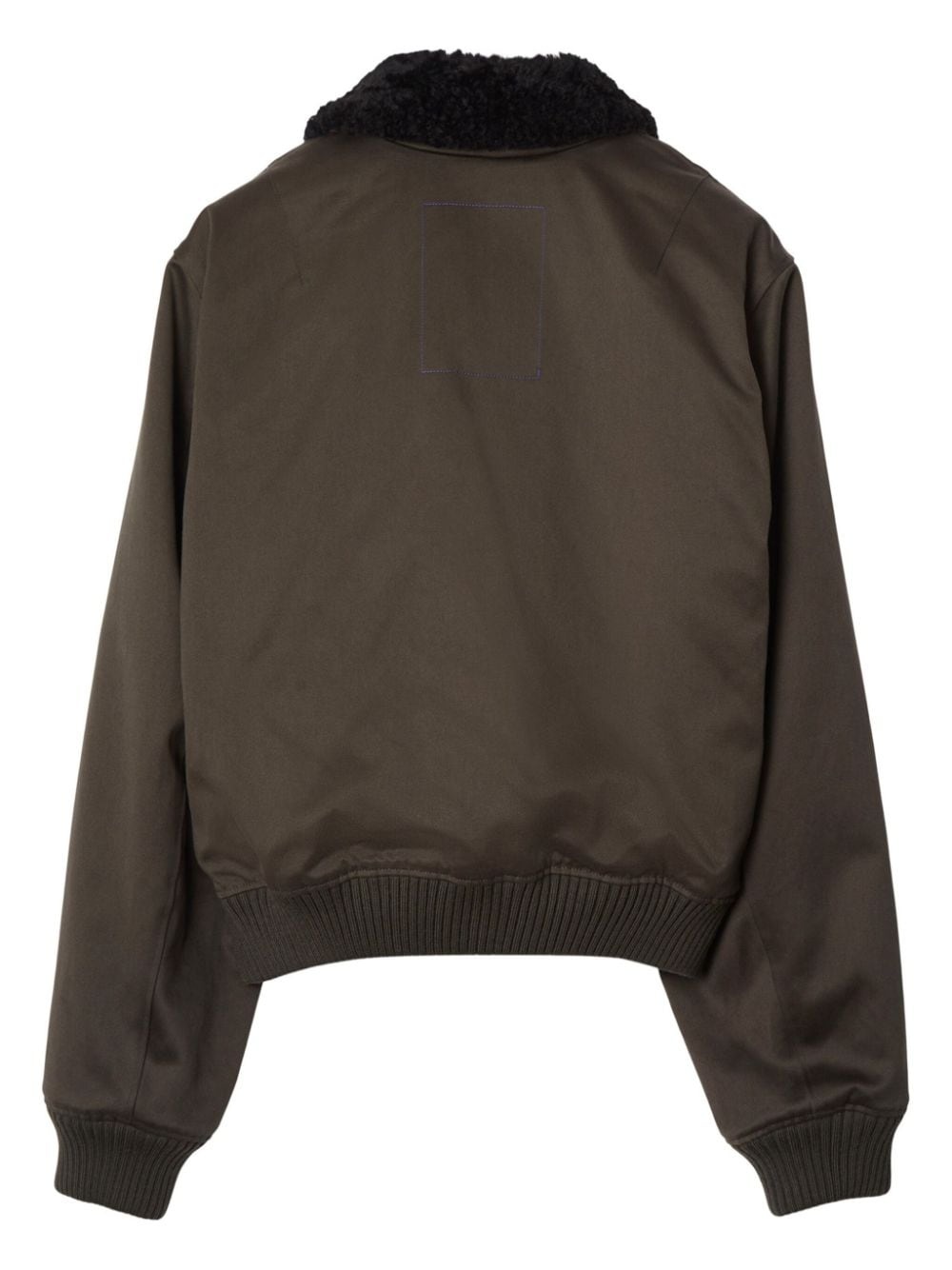 zipped shearling-collar bomber jacket - 6