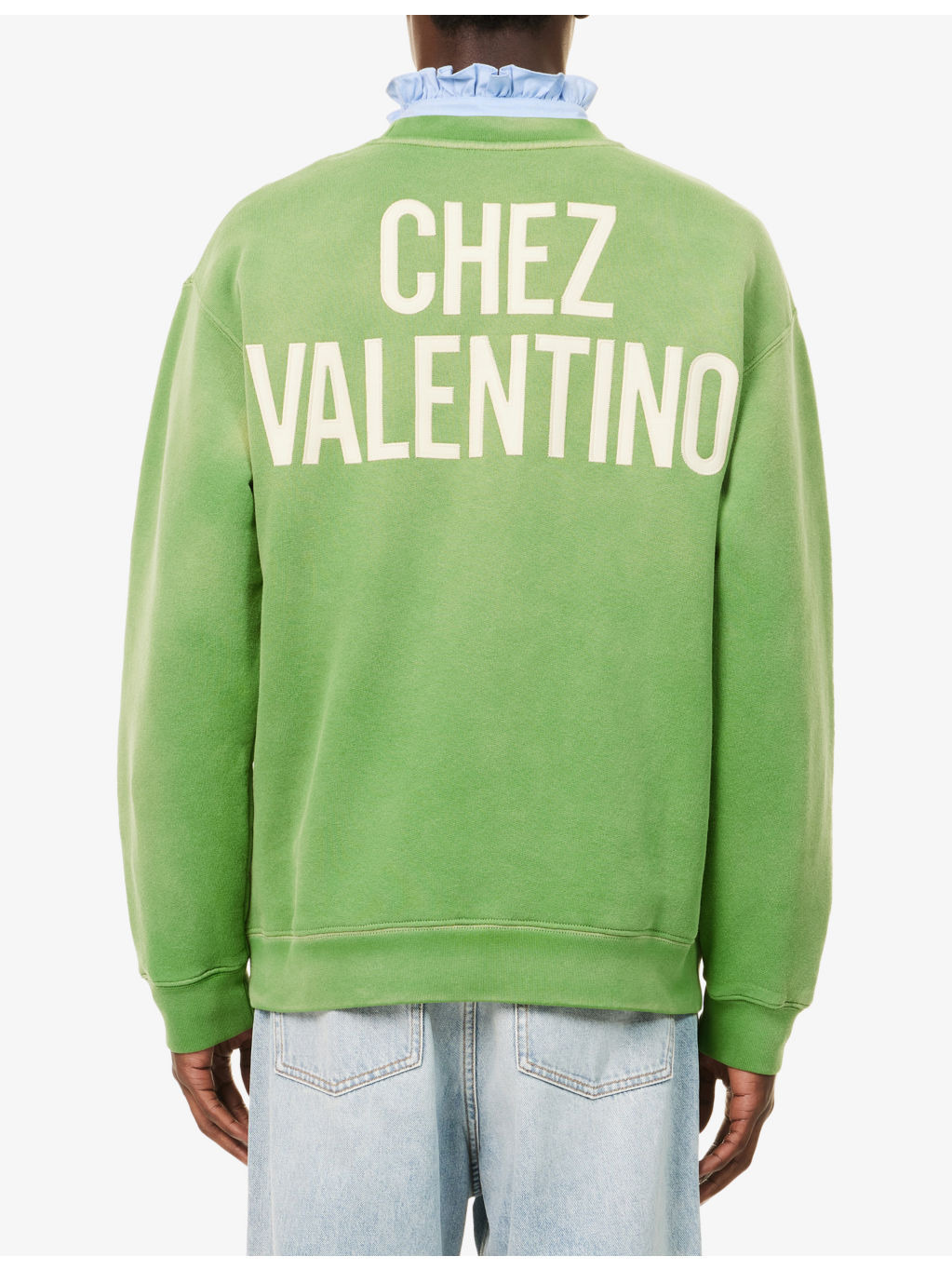 Chez-Valentino-Patch Crewneck Cotton-Jersey Sweatshirt - 4