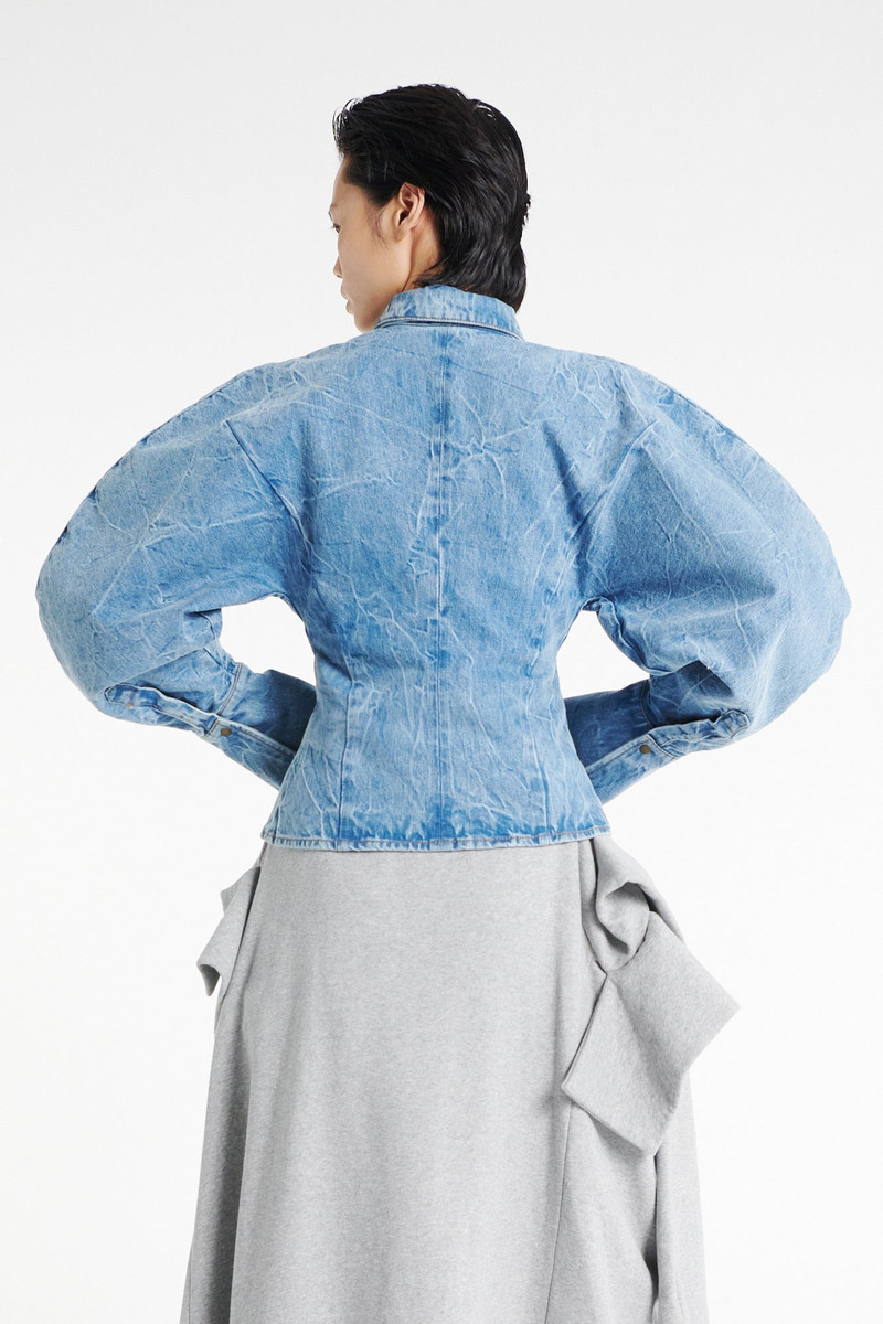 PUFF SLEEVE SHIRT INDIGO ACID WASH 8