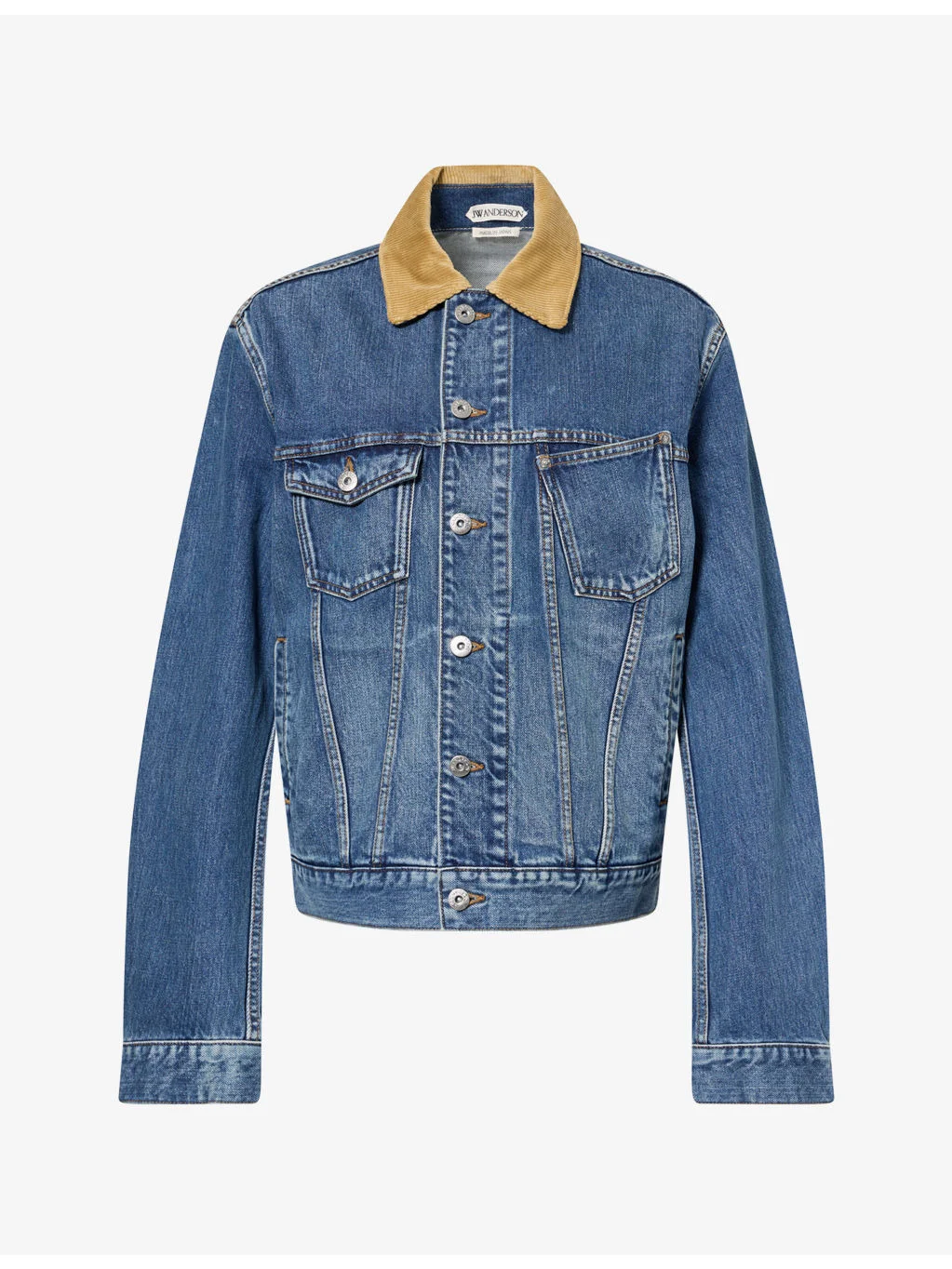 Corduroy Collar Cotton Denim Jacket - 1