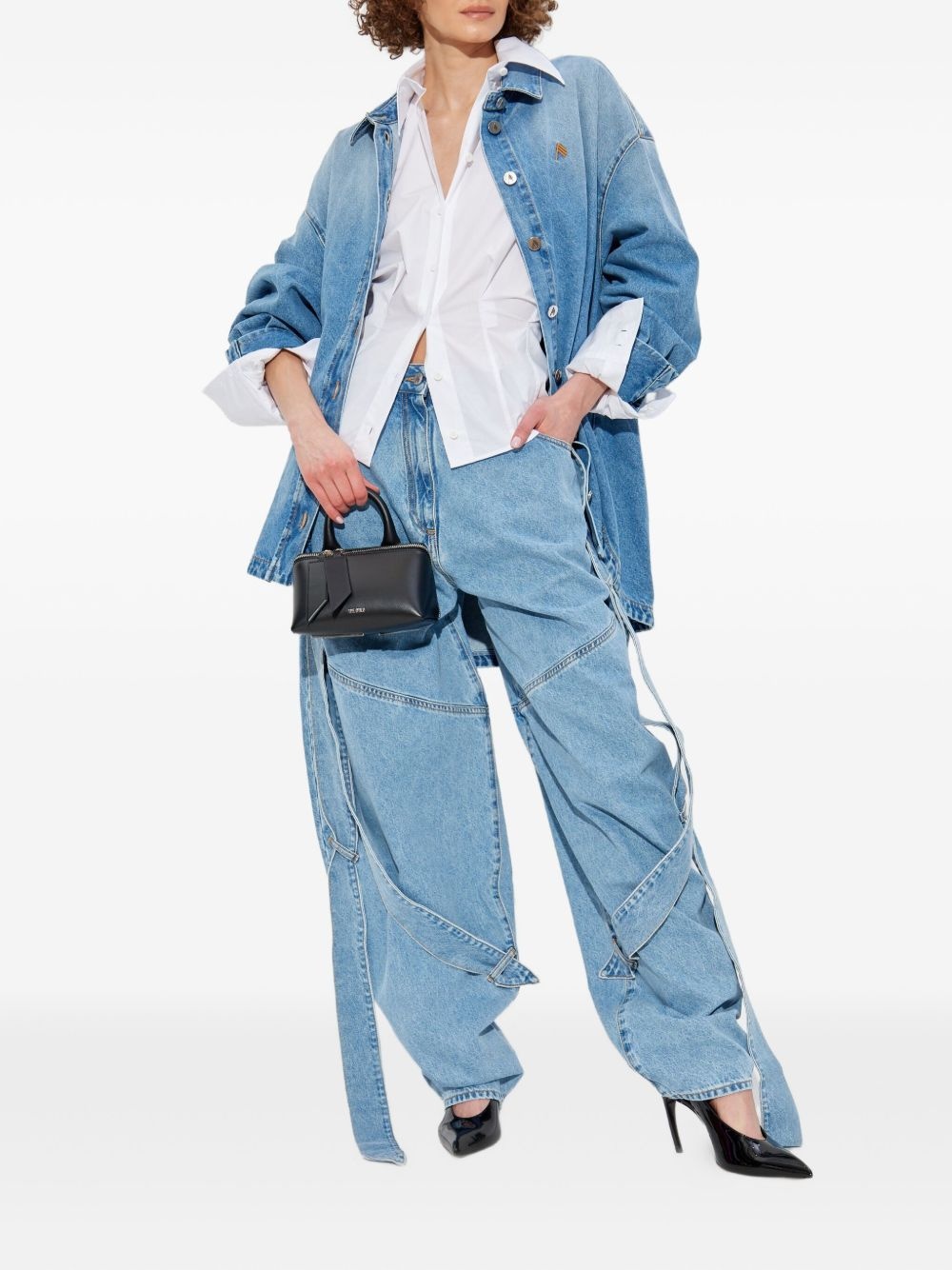asymmetric-hem denim shirt - 2