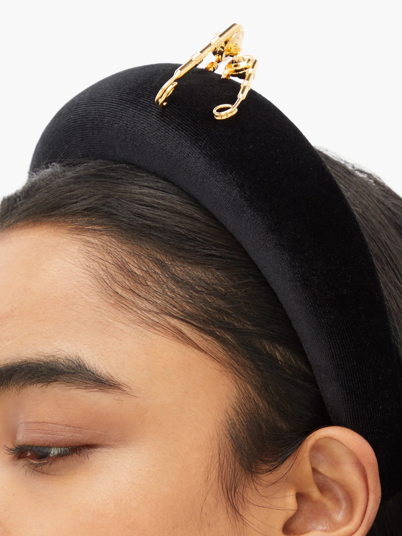 Safety-pin velvet headband - 3