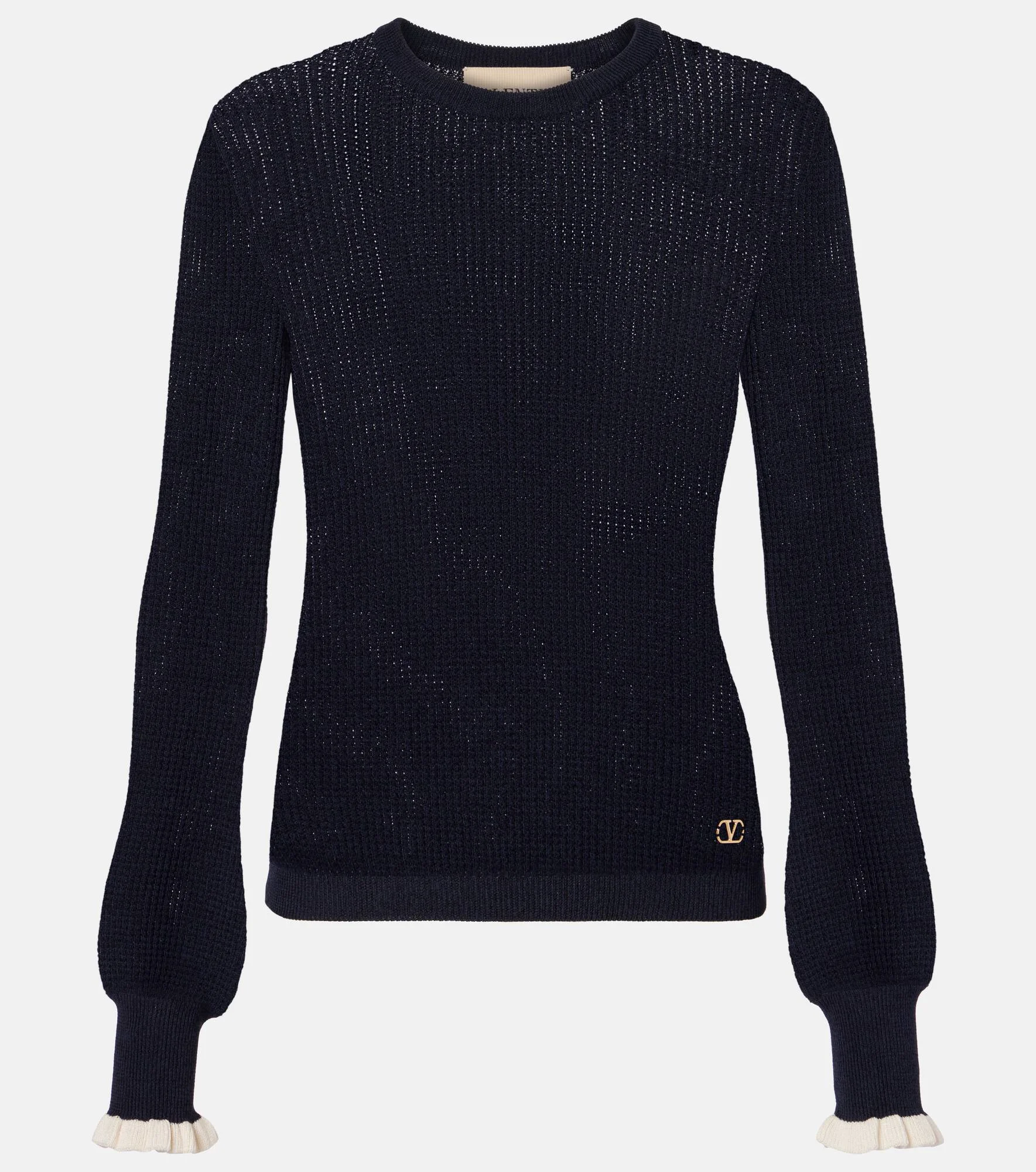 ribbed-knit ruffled-cuff sweater - 1