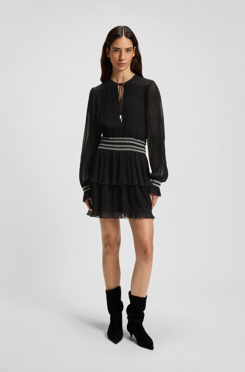 BOSS PLISSÉ DRESS WITH SMOCK-STITCHED WAISTBAND outlook