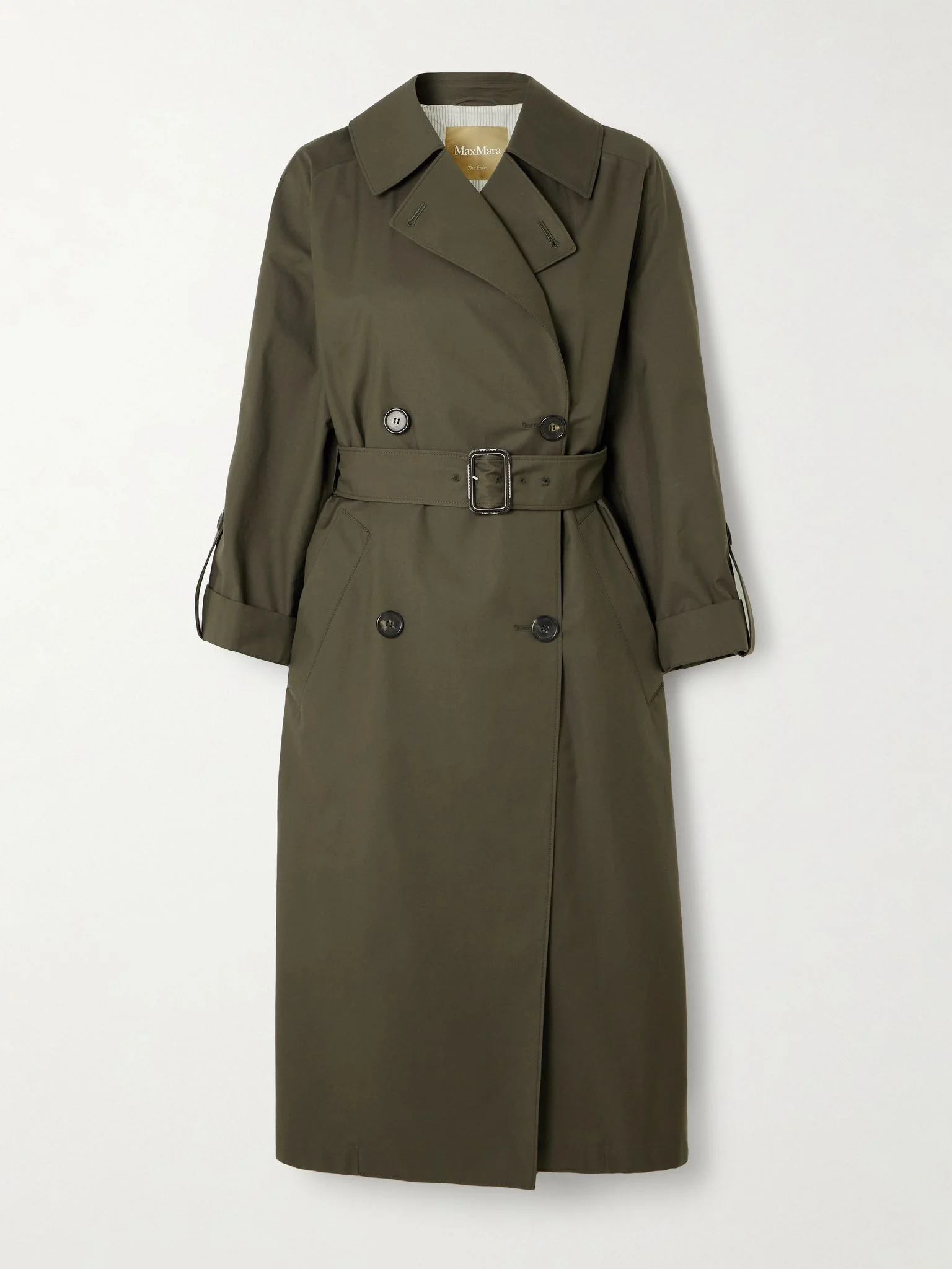 MtCarte double-breasted cotton-blend gabardine trench coat Brown - 1