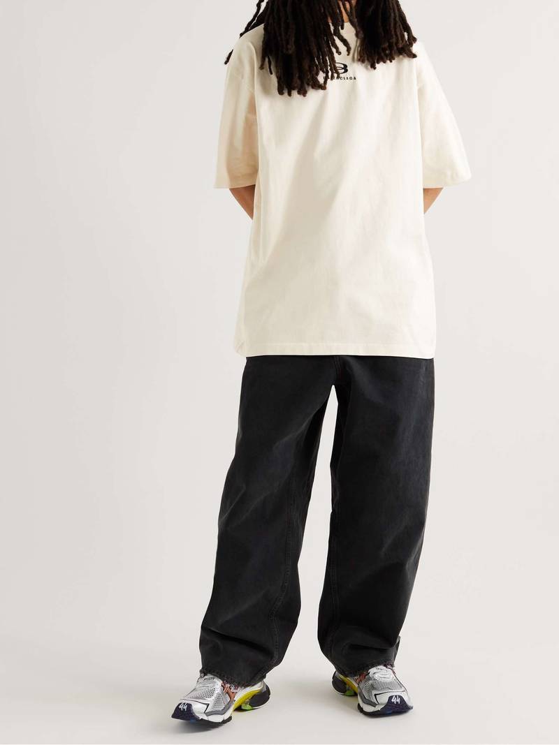 BALENCIAGA Oversized Logo-Embroidered Cotton-Jersey T-Shirt outlook
