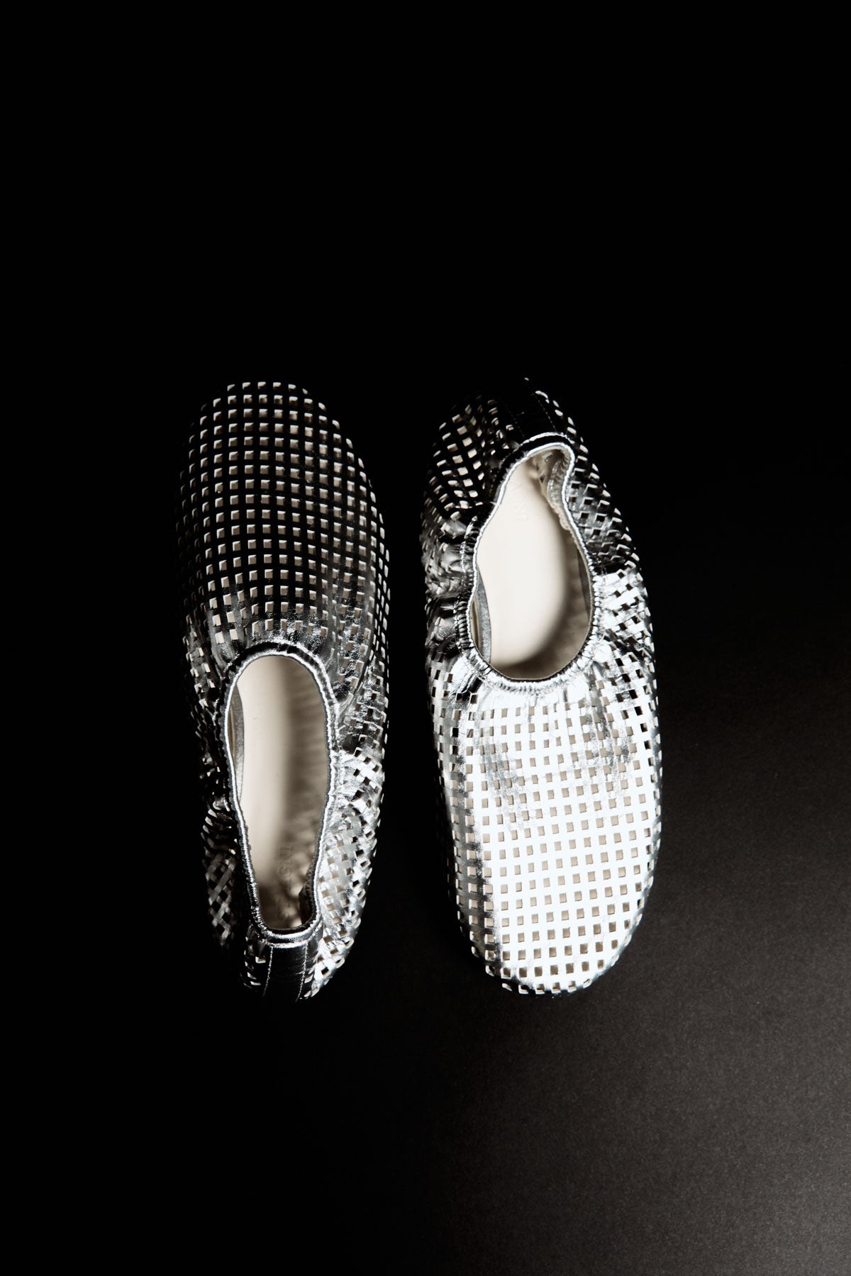 Perforated Ballet Flat - Silver - 4