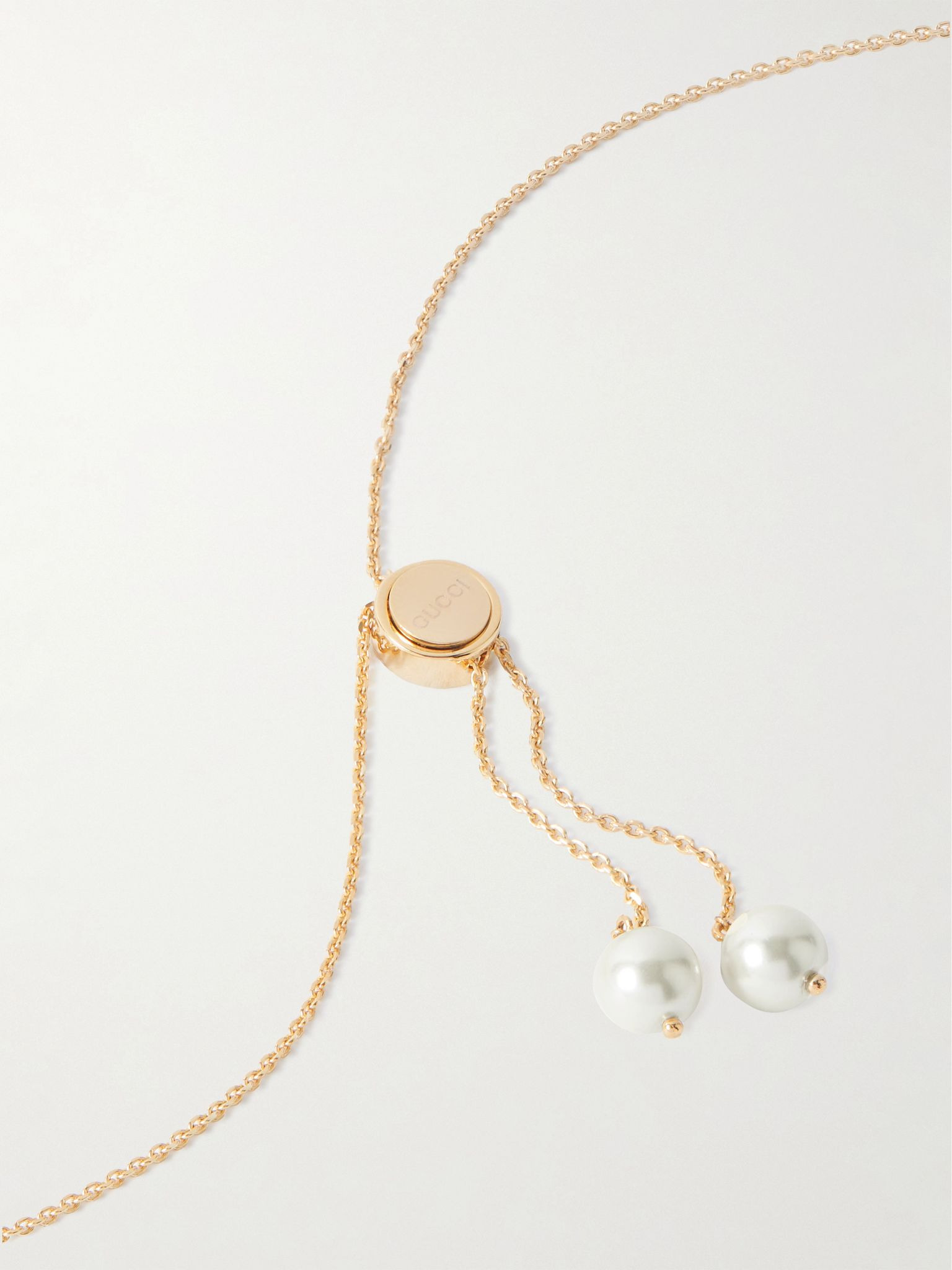 Interlocking G gold-tone faux pearl necklace Gold - 3