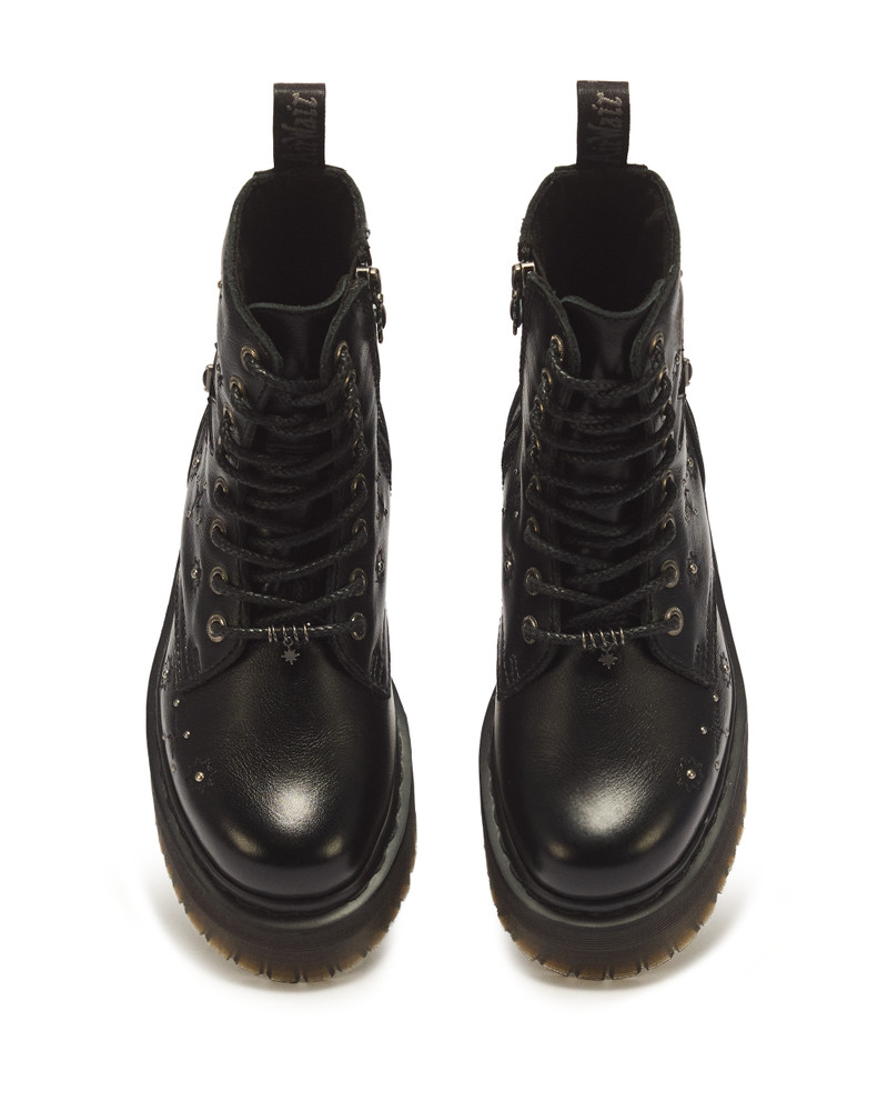 Jadon Whimsy Goth 8 Eye Leather & Velvet Lace Up Platform Boots 4