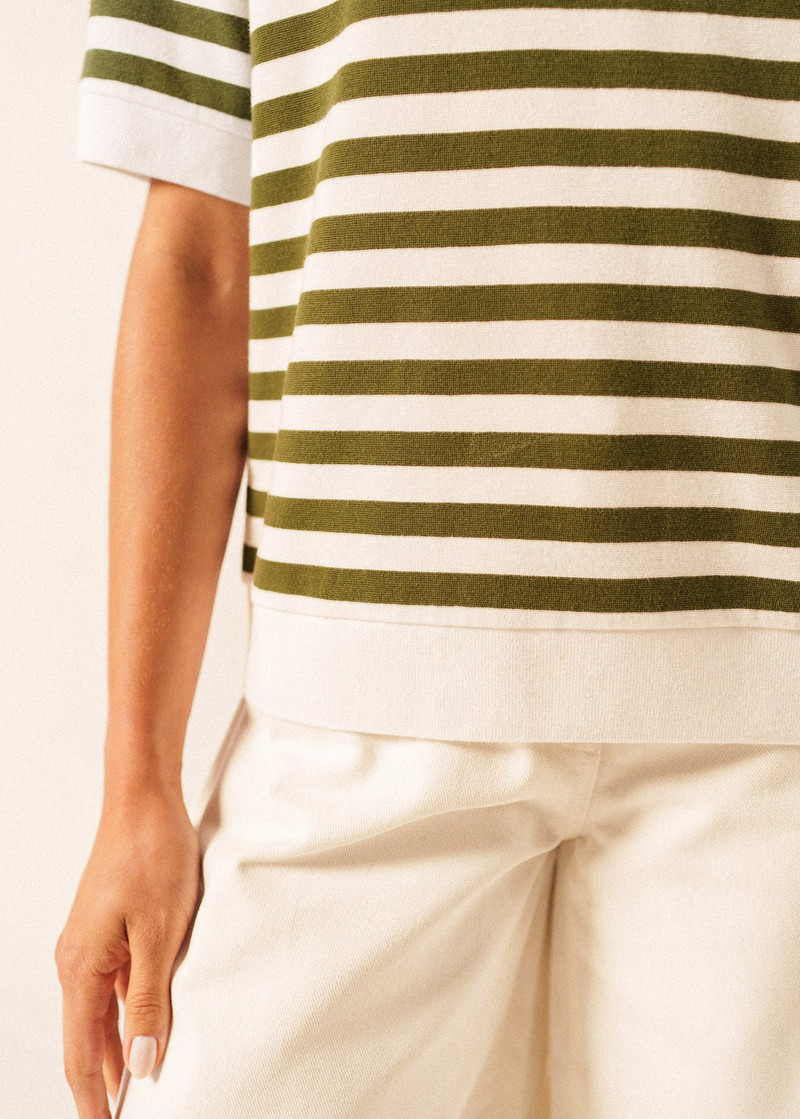 CAROLA Striped Knit Polo Shirt 5