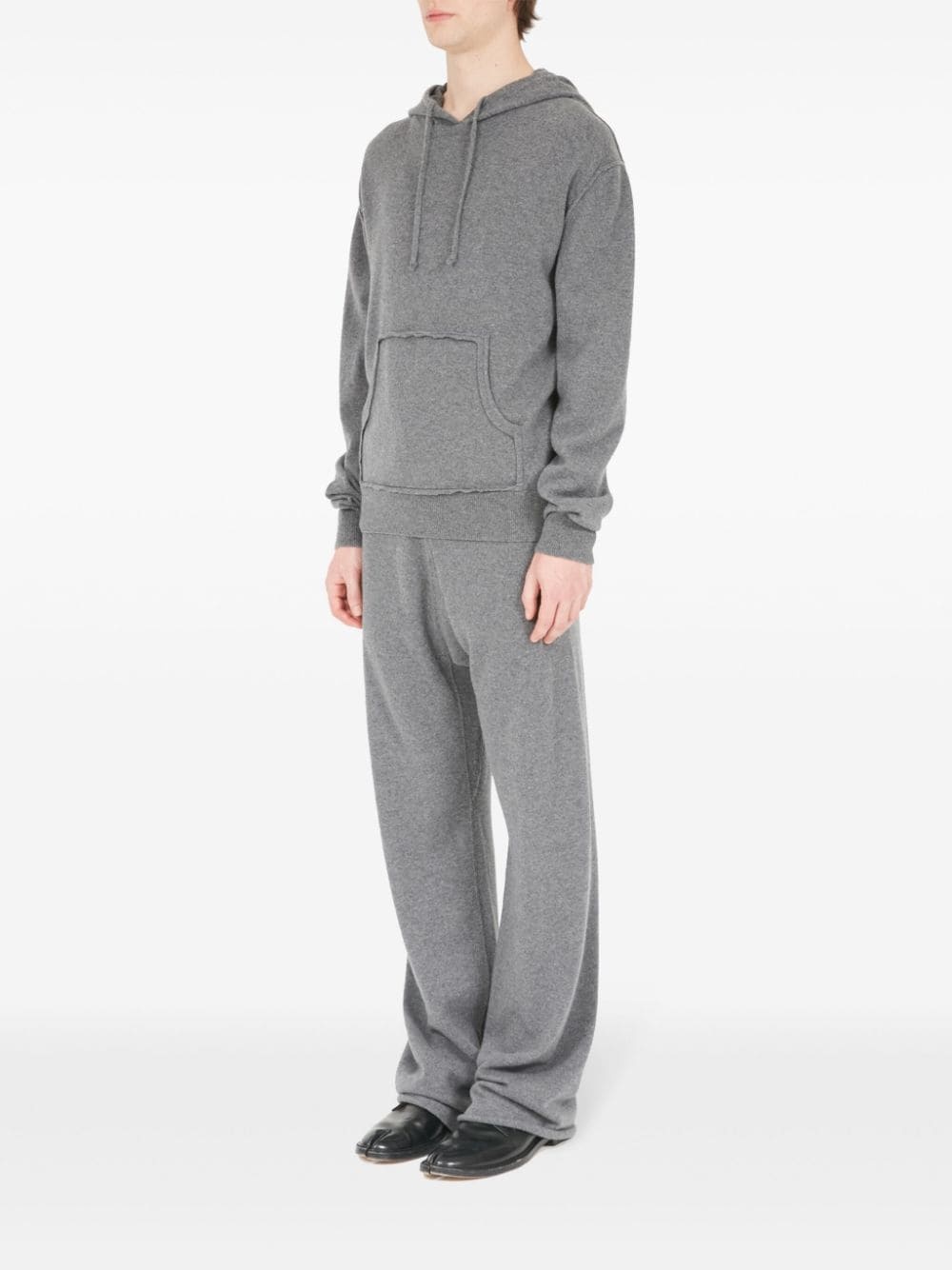 pouch-pocket knitted drawstring hoodie - 6
