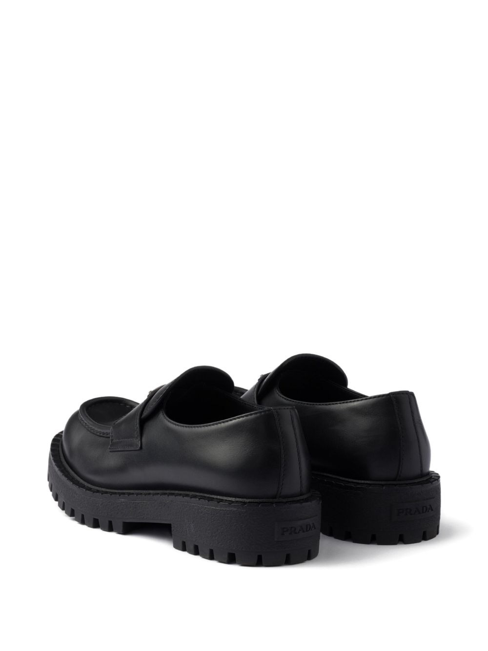enamelled-triangle logo leather loafers - 4