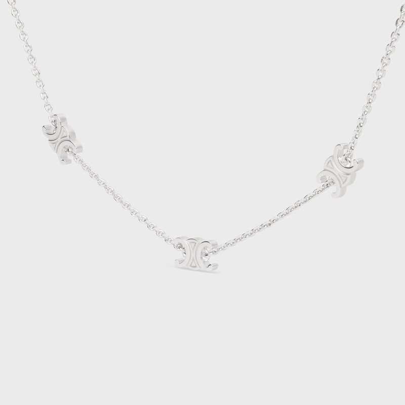 CELINE Triomphe Mini Triomphe Necklace in Brass with Rhodium Finish outlook
