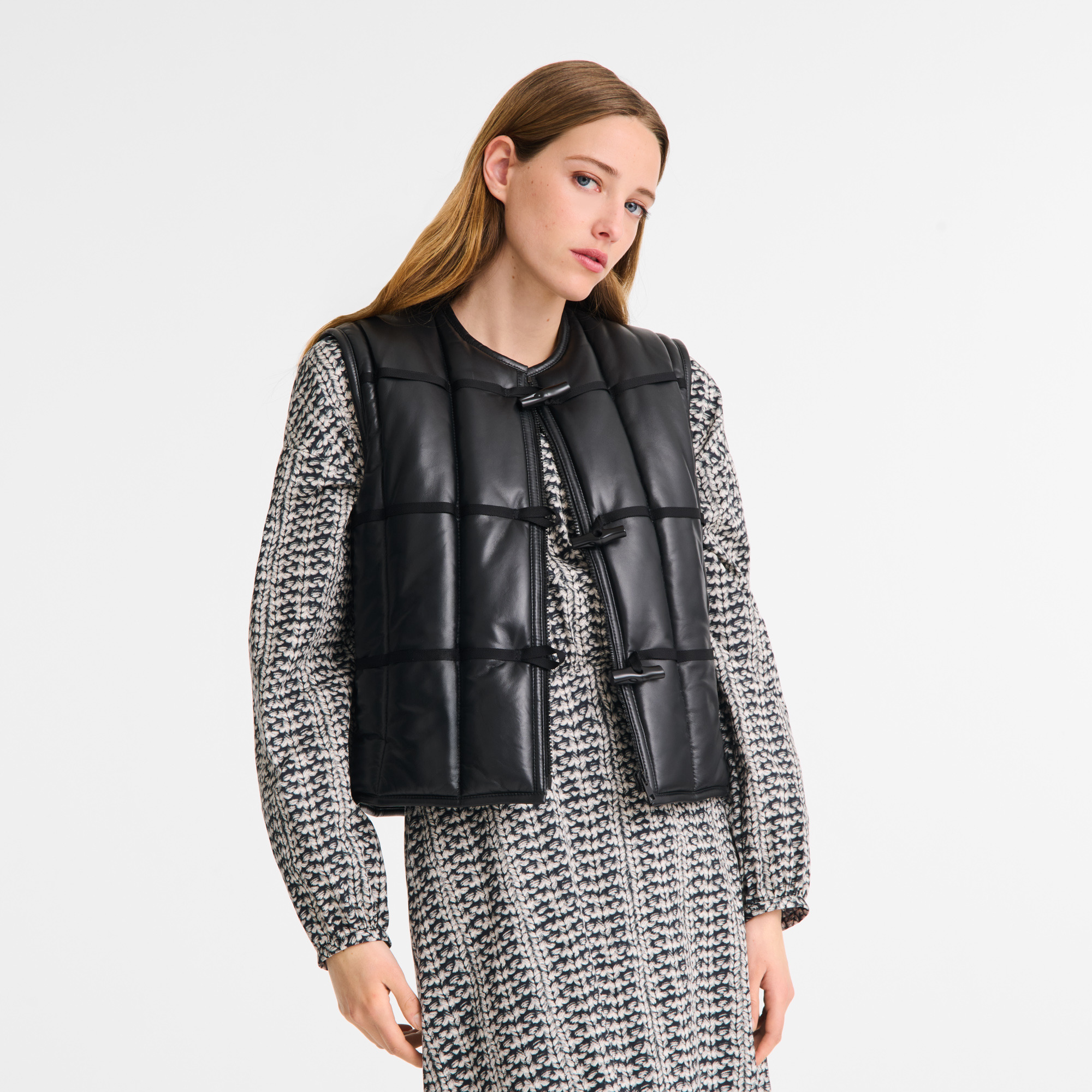 Sleeveless cardigan Black - Leather - 3
