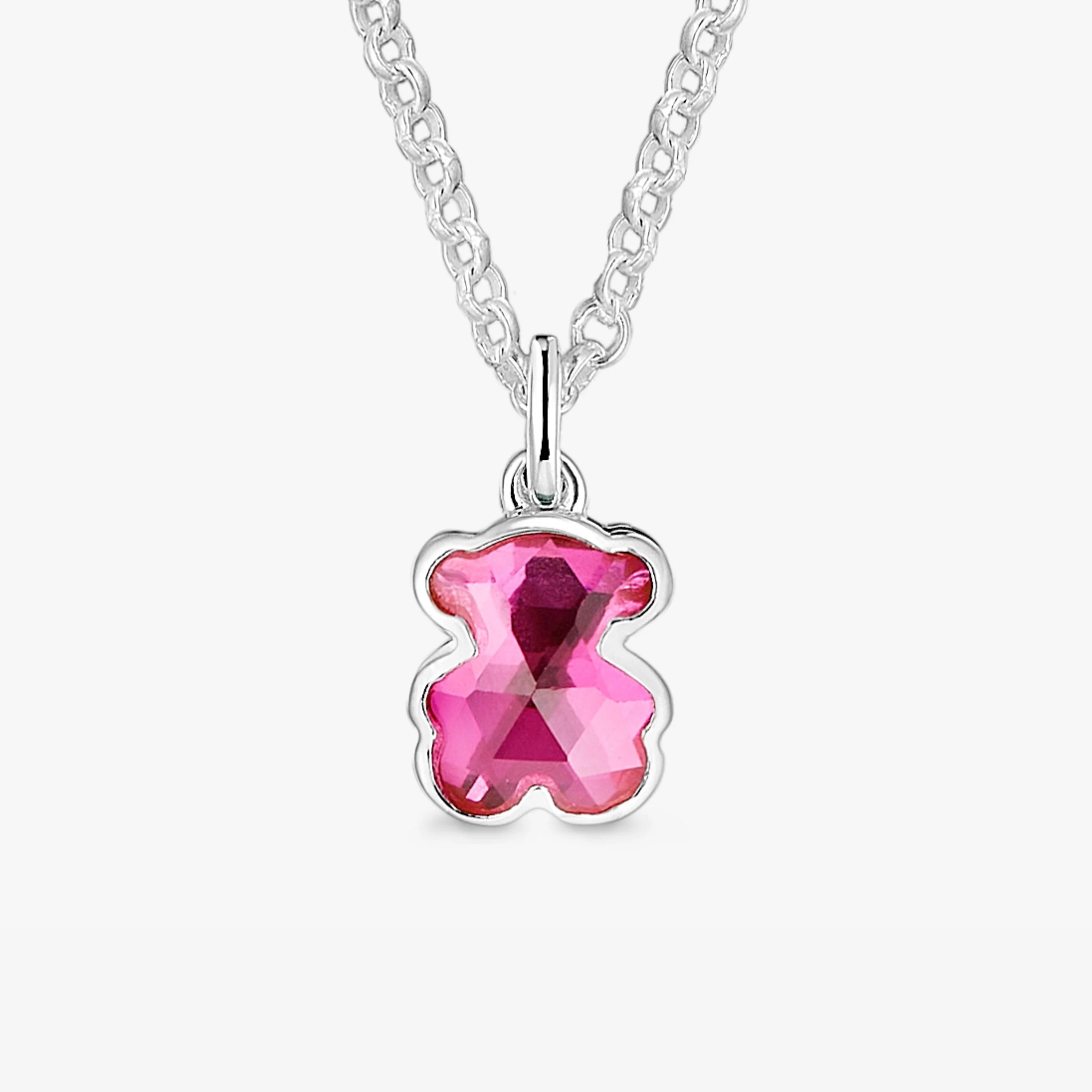 Short silver Necklace with laboratory-grown ruby Icon Color LGG - 1