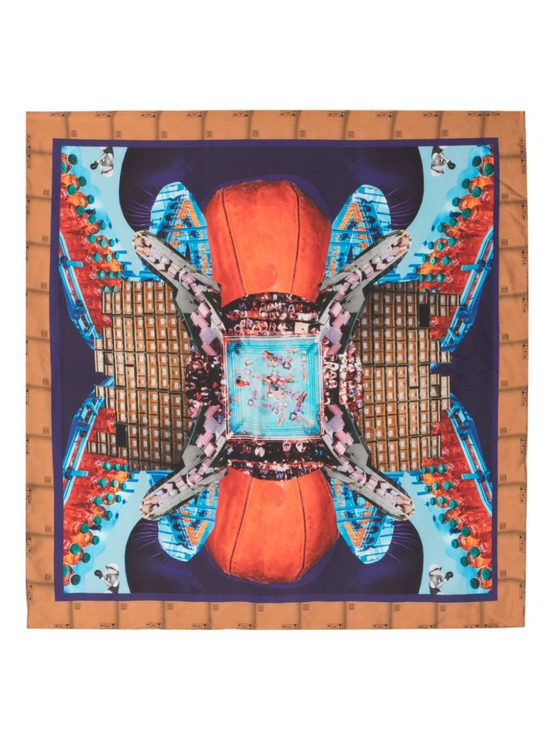 Boxing Navy Collage silk scarf 1