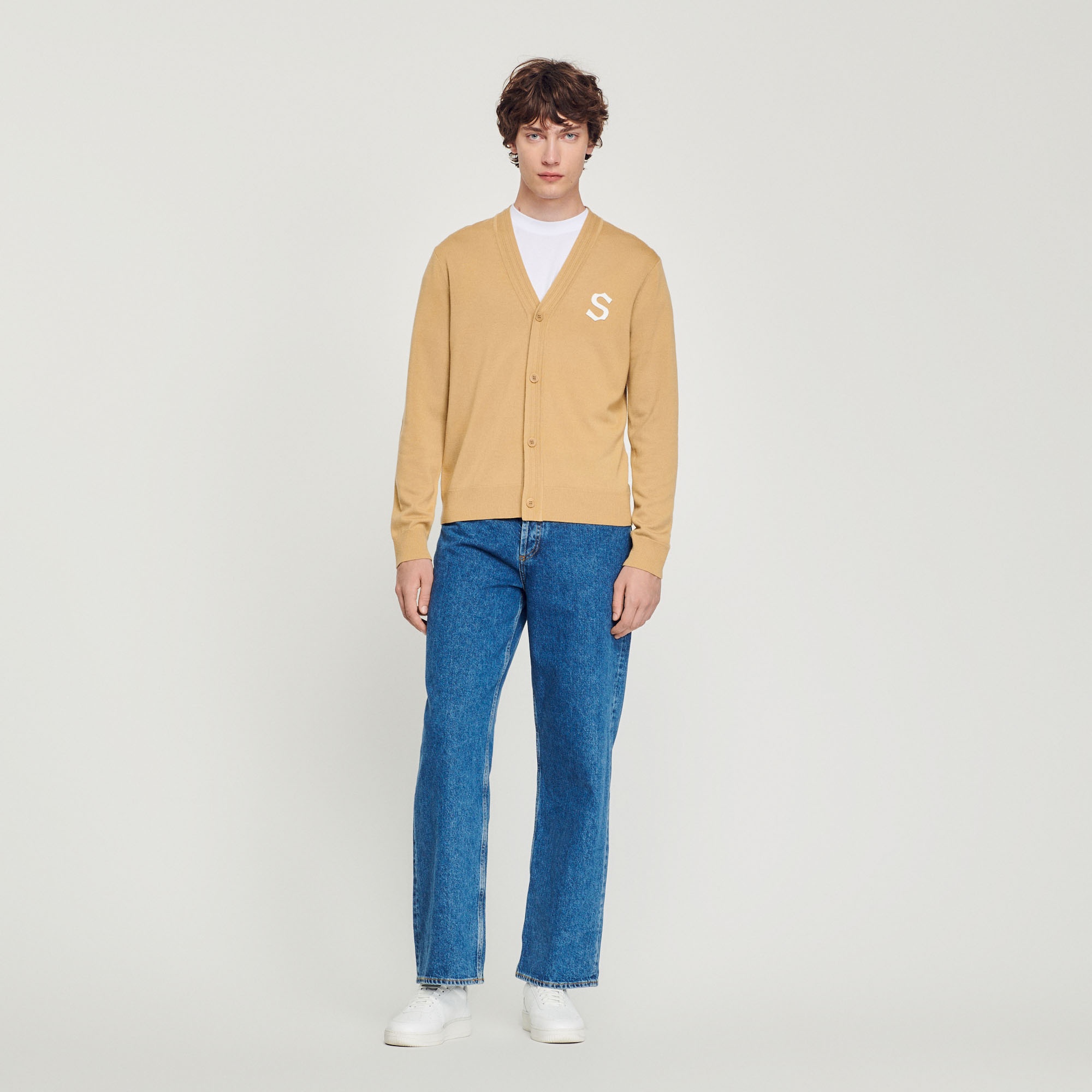Wool cardigan with S patch - 3