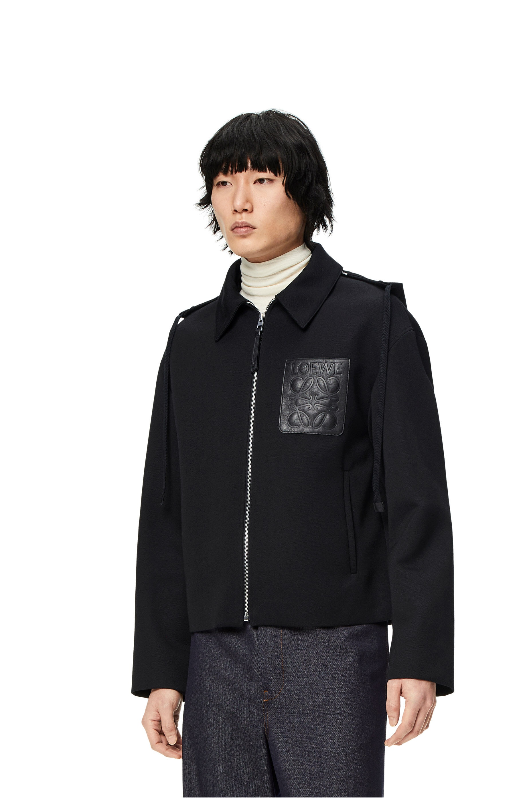 Hooded Anagram zip parka in wool - 3
