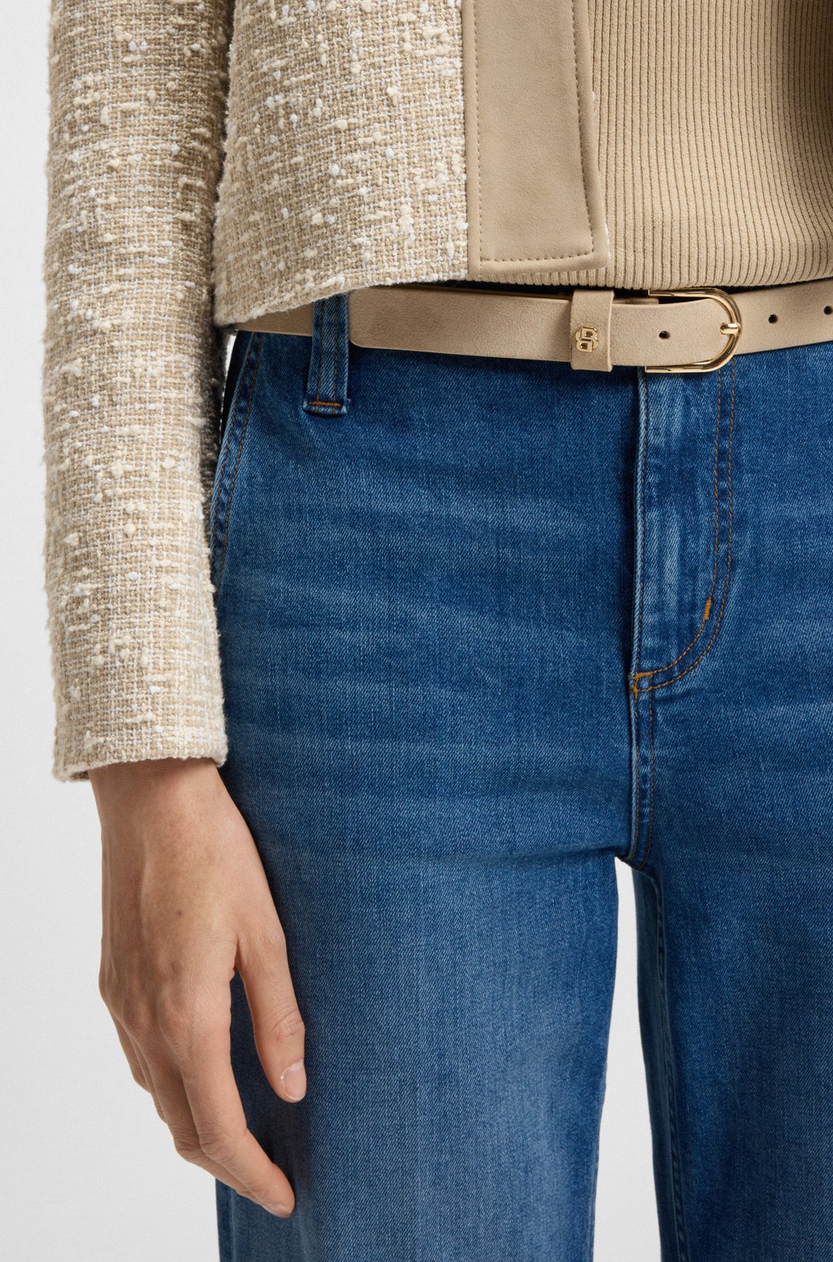 SUEDE BELT WITH DOUBLE B MONOGRAM - 2