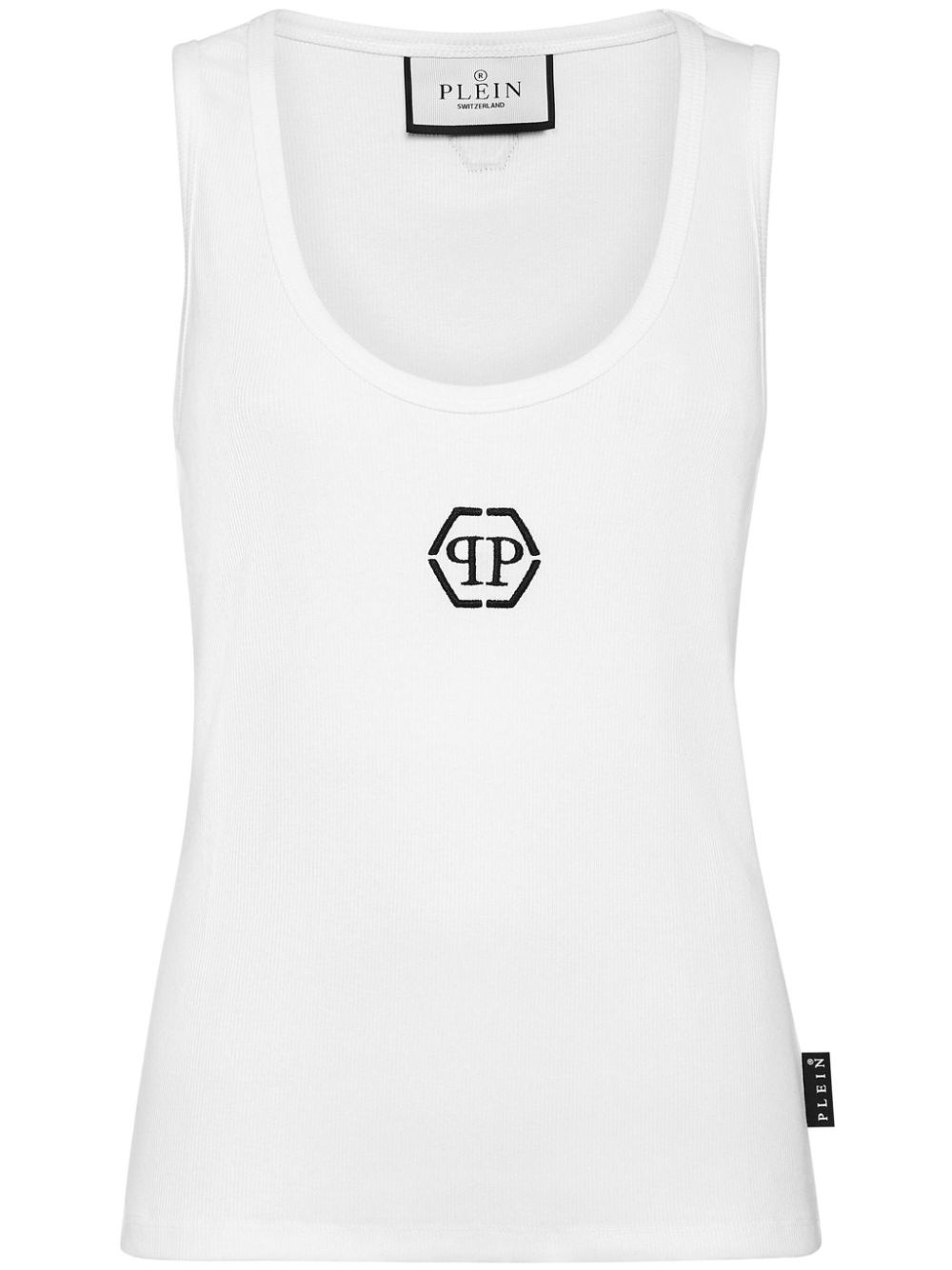 logo-embroidered ribbed tank top - 1