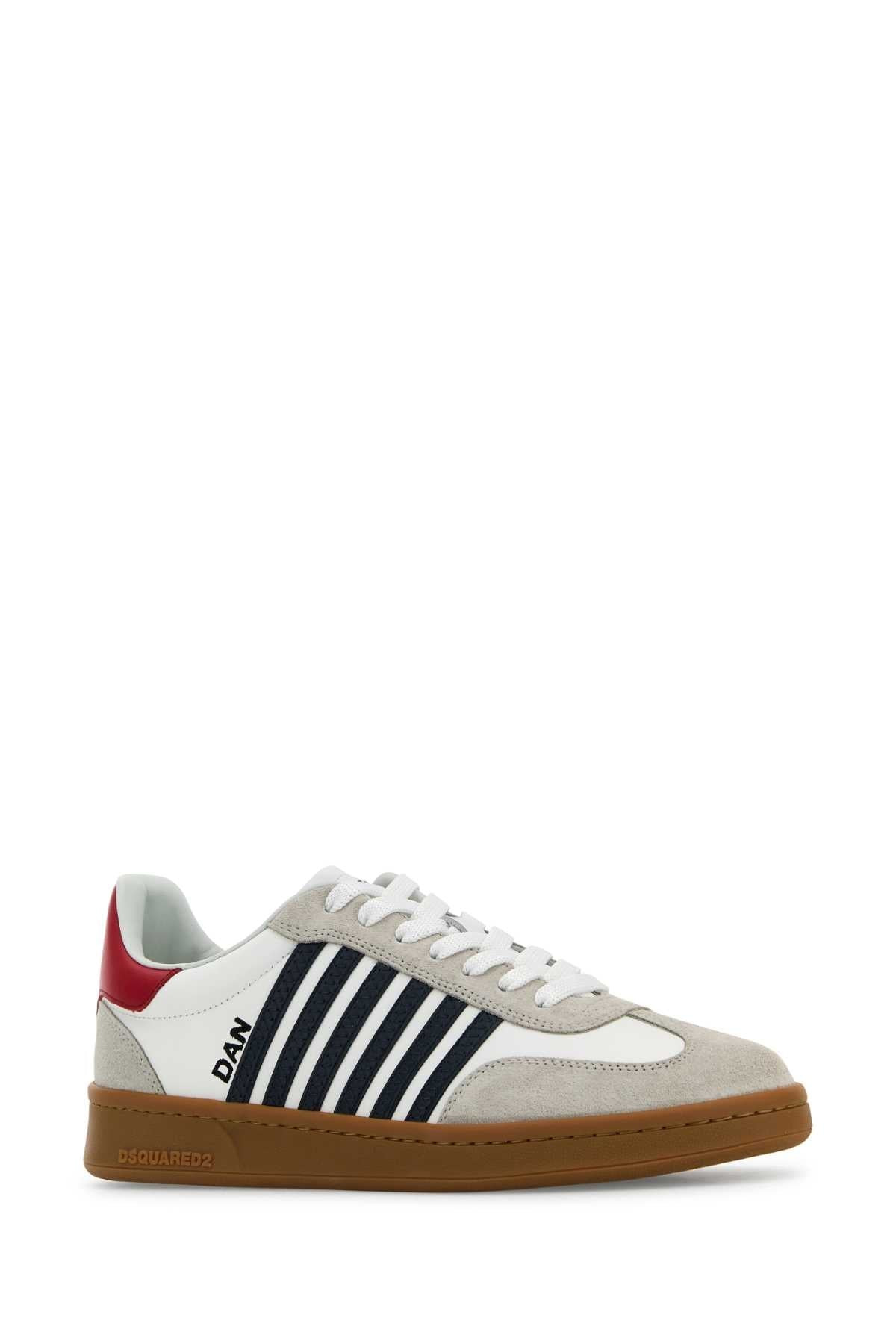 Dsquared Men White Leather Boxer Sneakers - 4