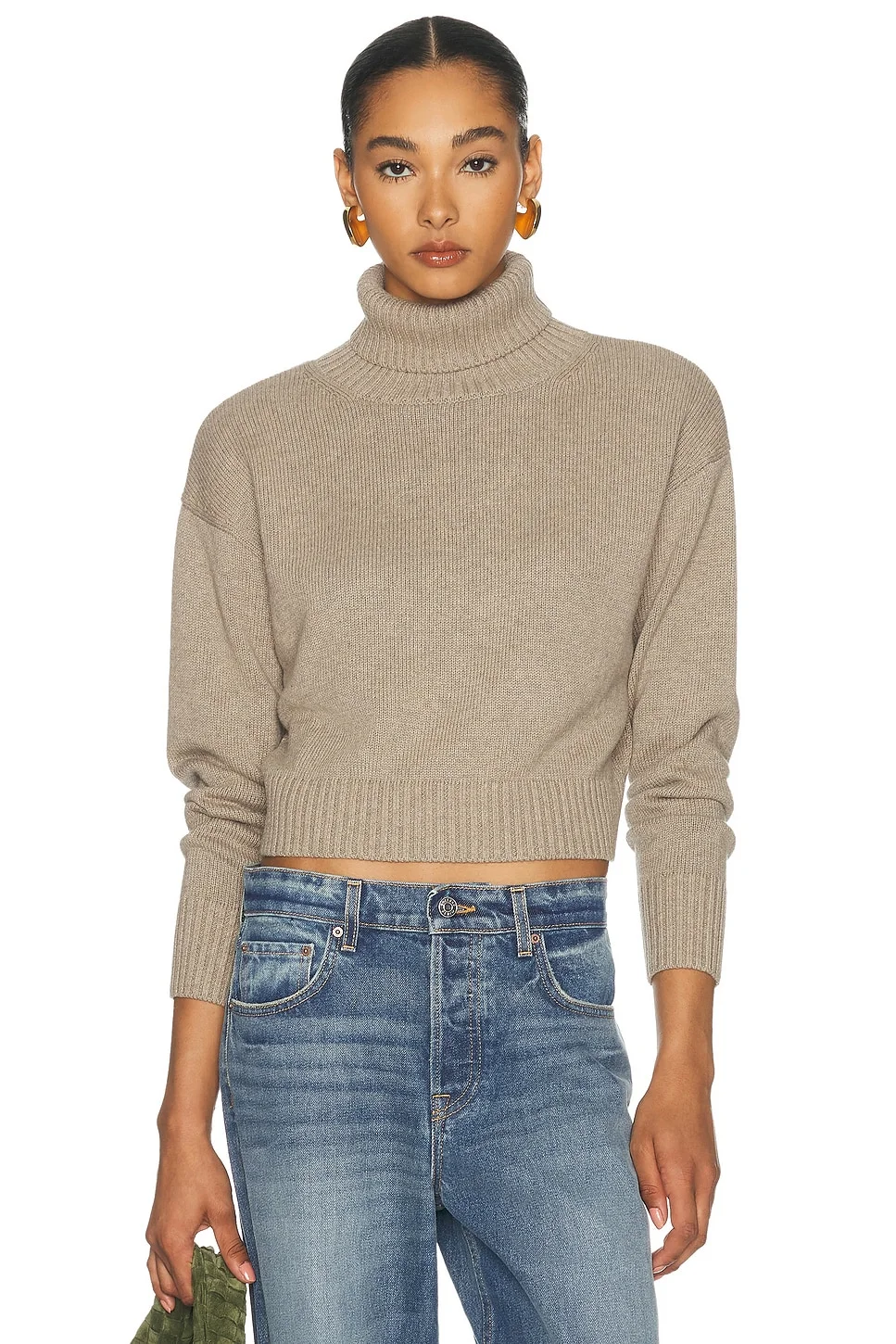 Cotton Cashmere Funnel Neck Sweater - 1
