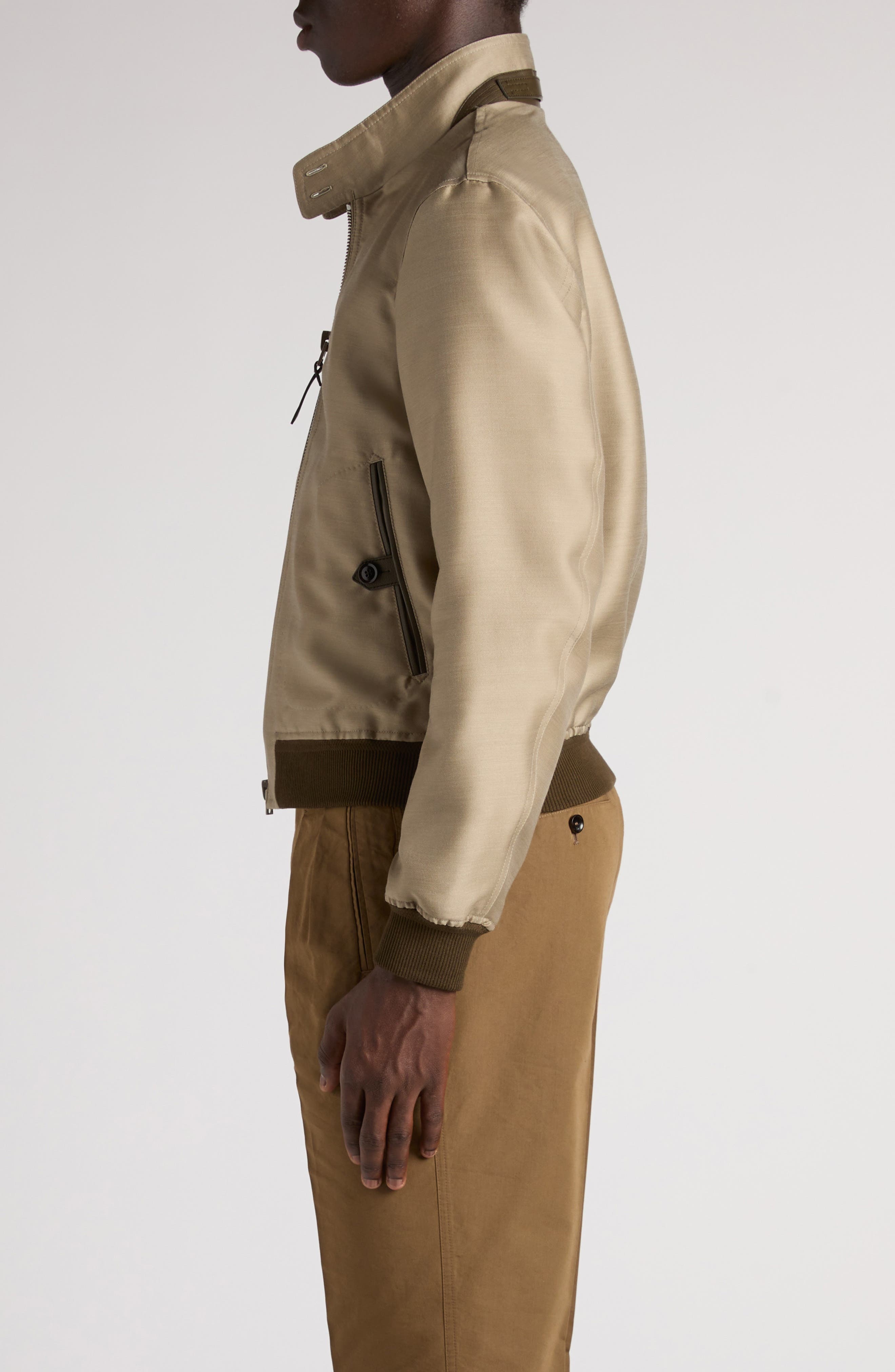 TOM FORD Wool Blend Twill Harrington Jacket in Fg796 Soft Military at Nordstrom - 4