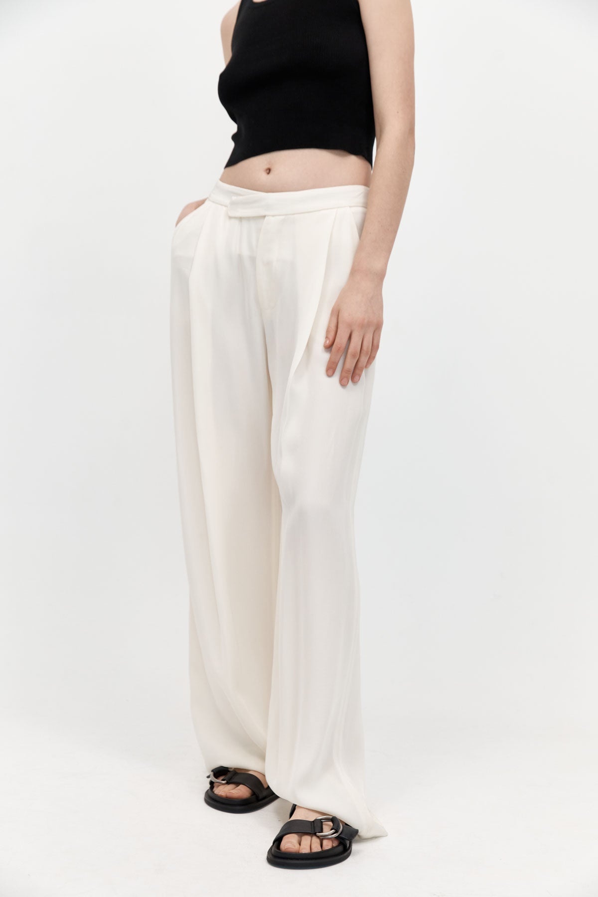 Overlap Waist Trousers - Cool White - 2