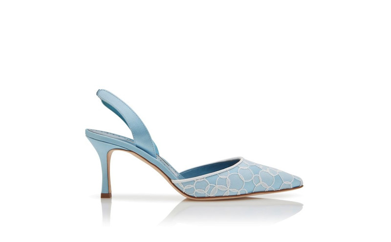 Blue Satin Slingback Pumps 1
