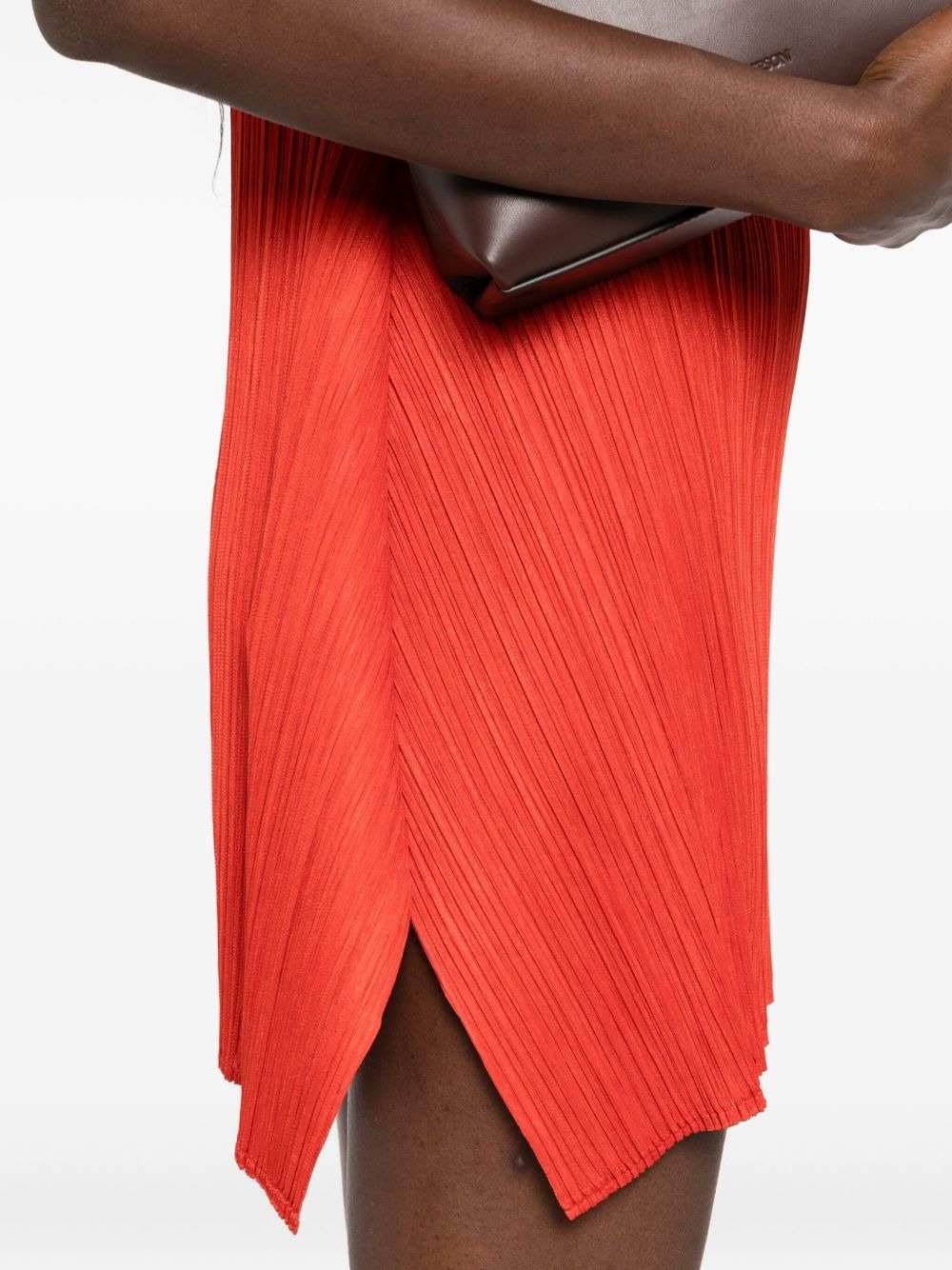 pleated high-neck mini dress - 5