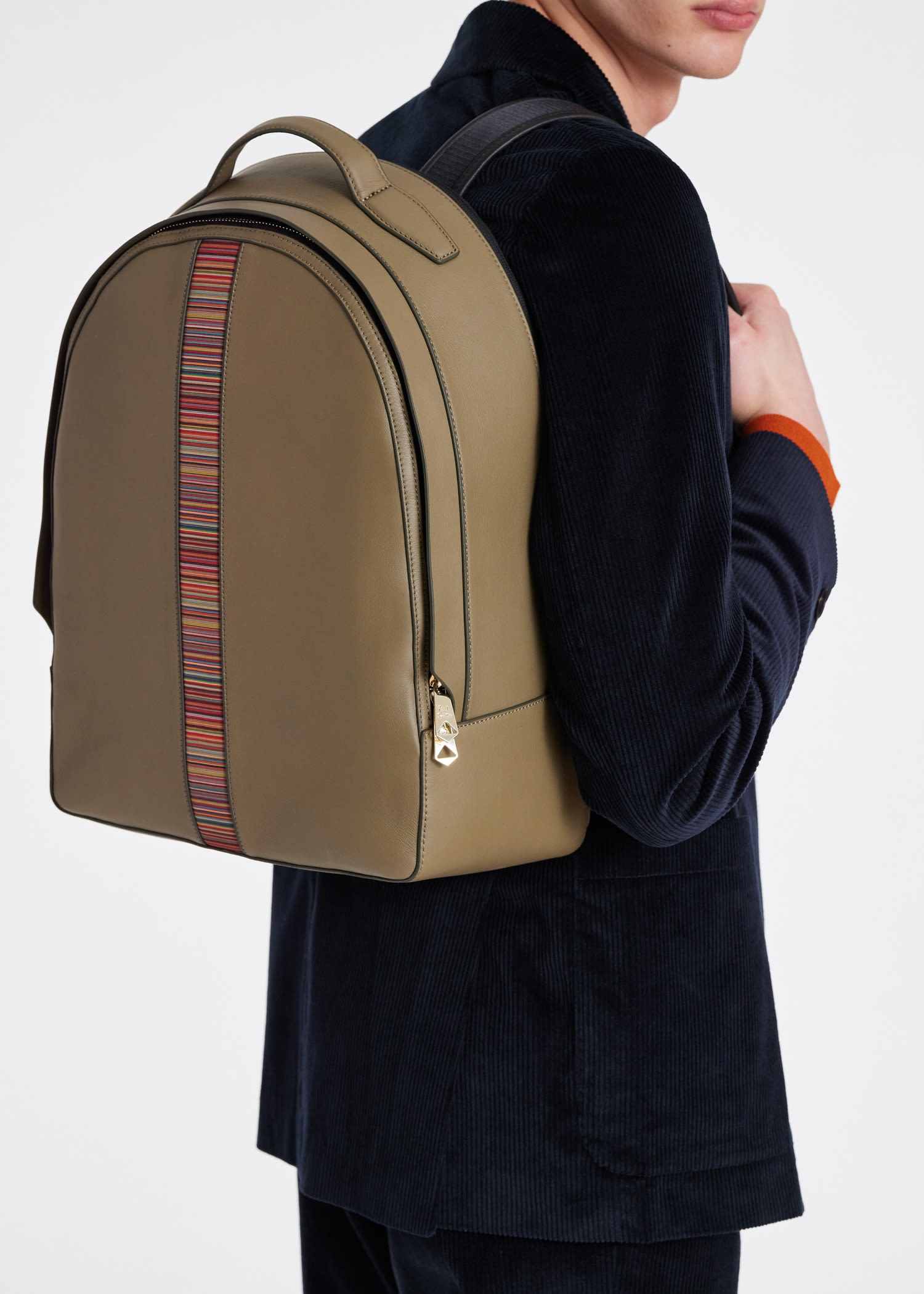 Leather 'Signature Stripe' Backpack - 7
