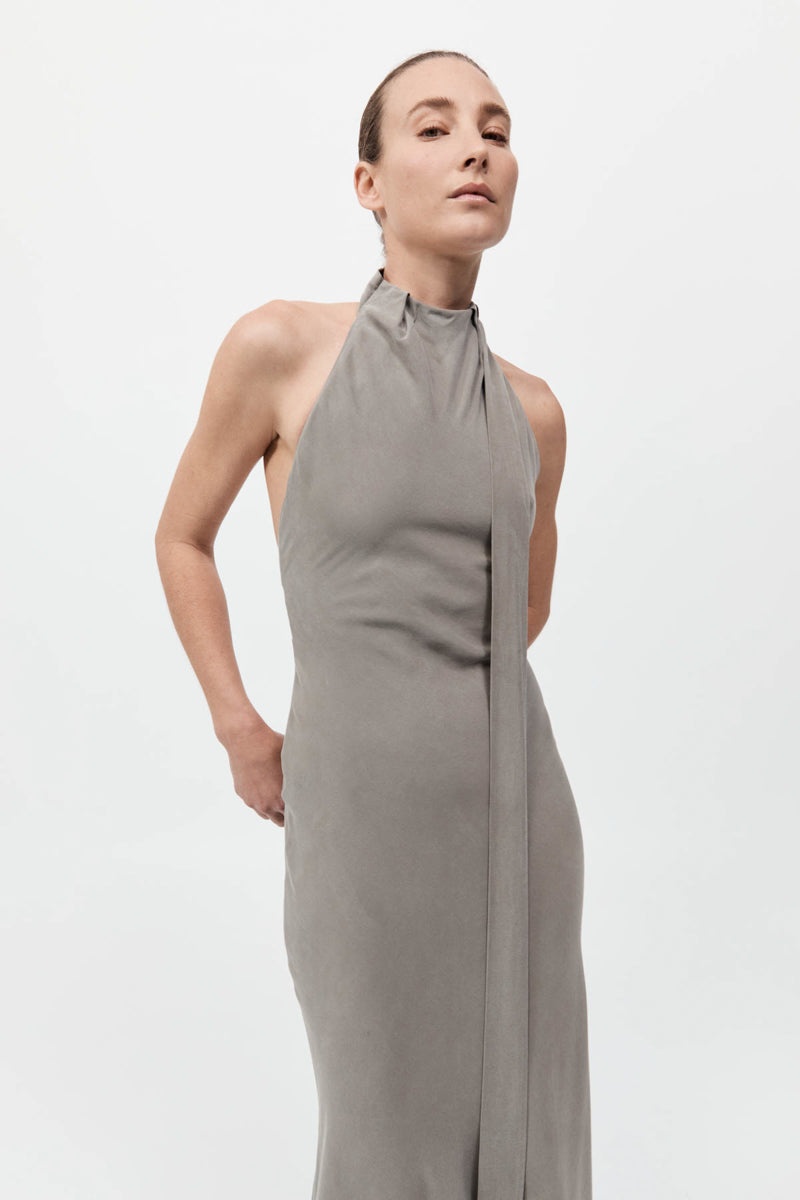 Bias Scarf Dress - Slate - 5