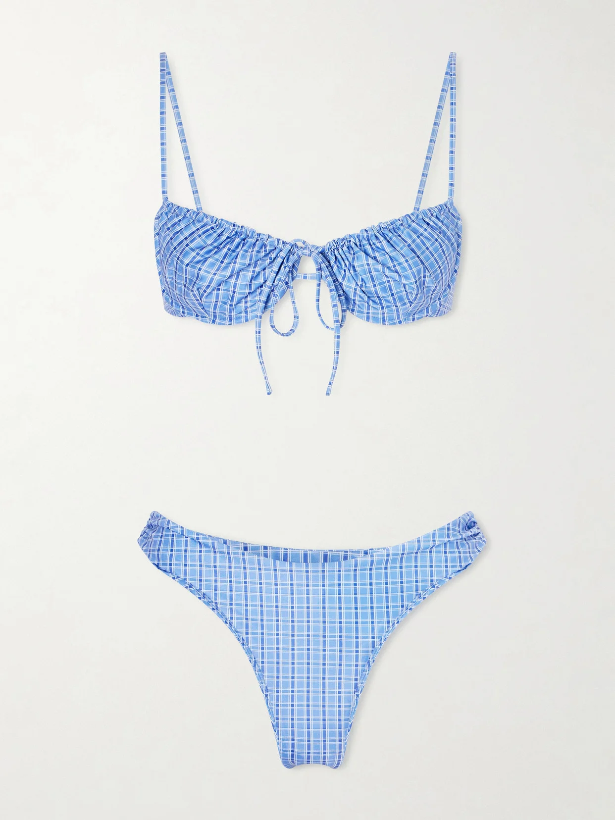 Ombra And Leone Ruched Checked Recycled Bikini - 1