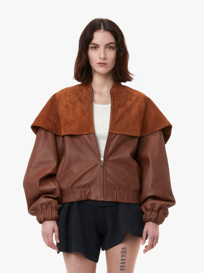 JW Anderson LEATHER BOMBER JACKET WITH OVERSIZED COLLAR outlook