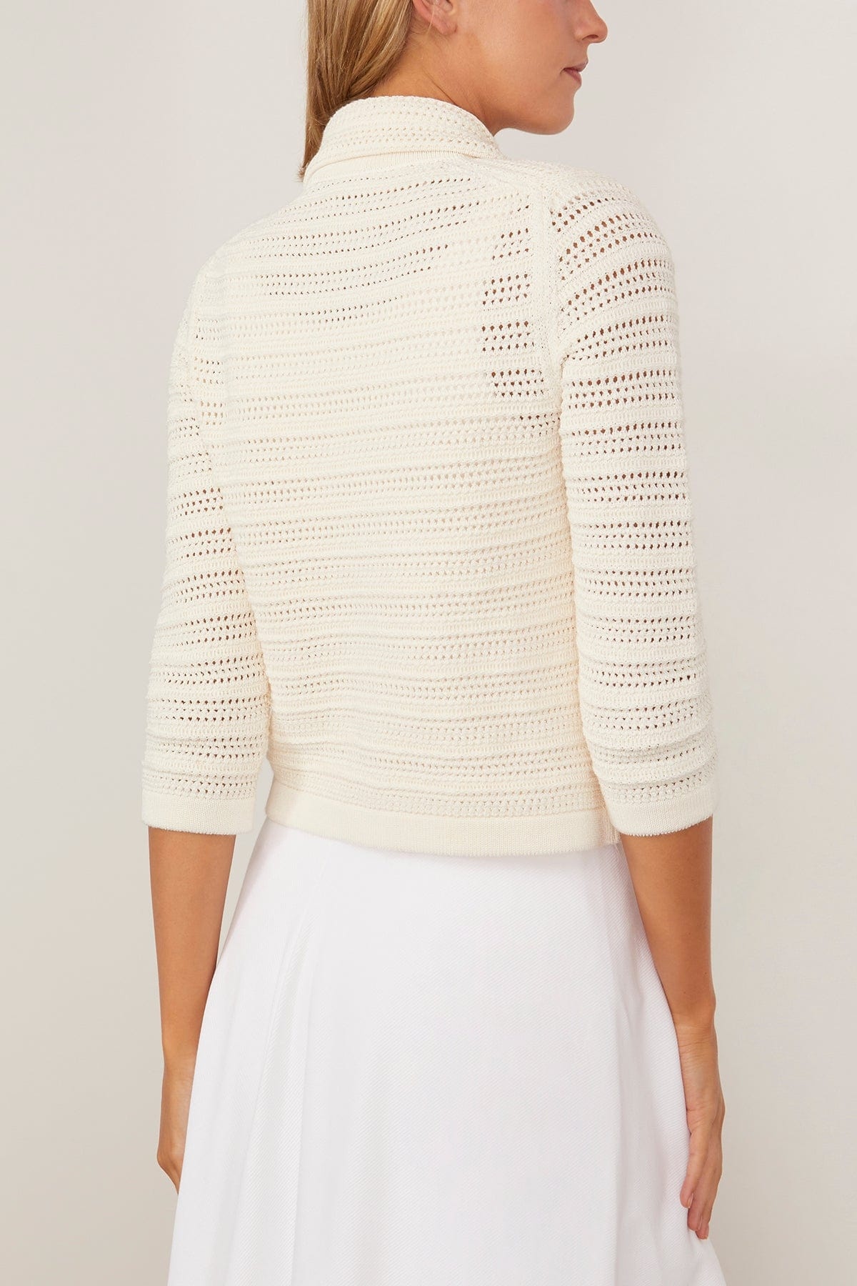 Precise Pointelle Jacket in Cream White - 4