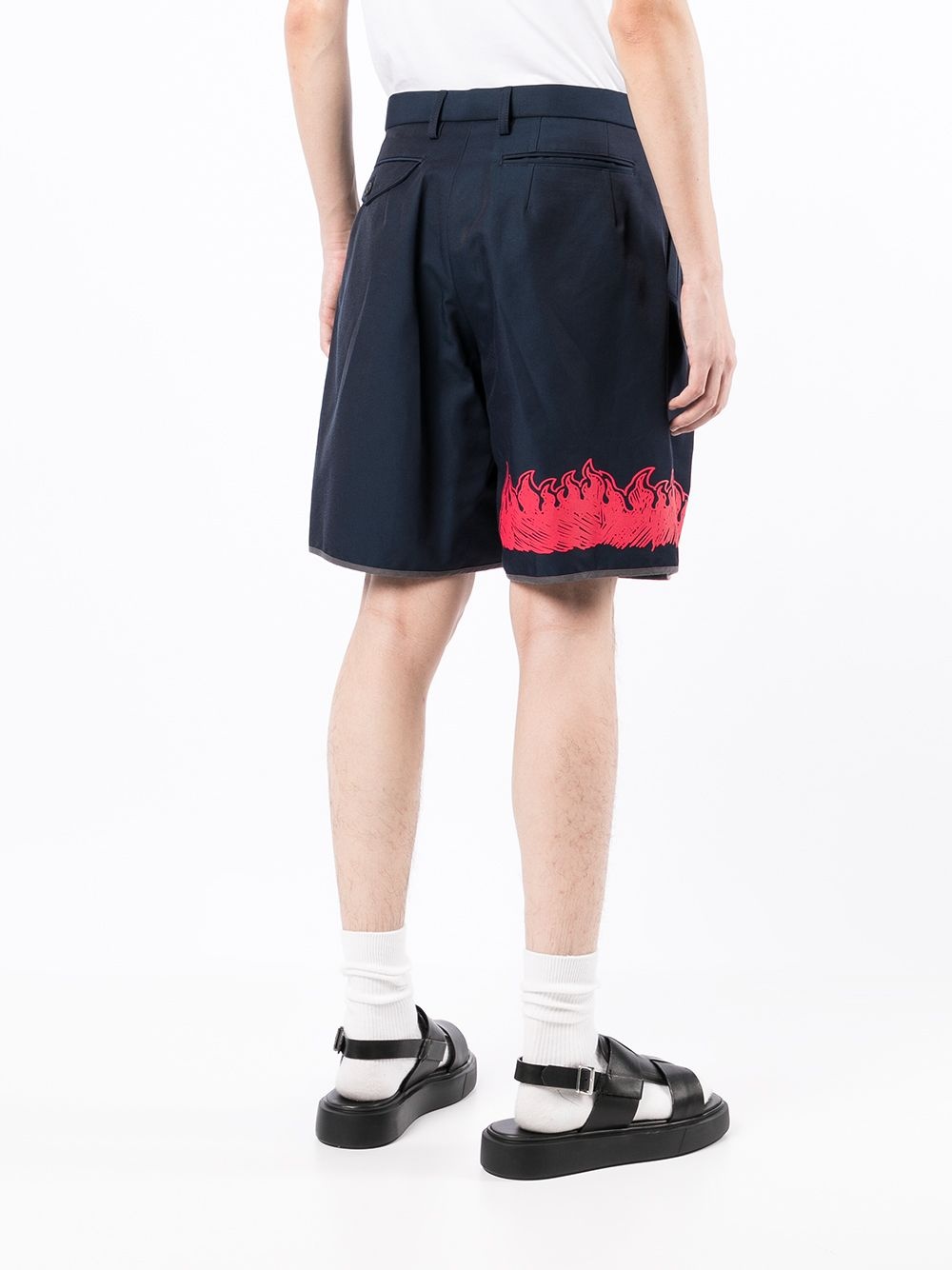 flame print tailored shorts - 4
